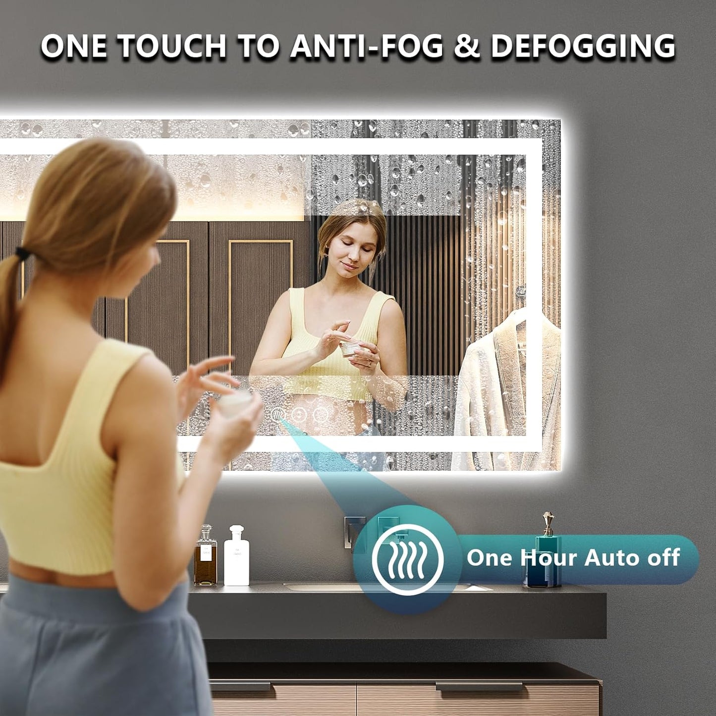 72x36 Inch LED Bathroom Mirror with Lights Front and Backlit Lighted Vanity Mirror for Bathroom Wall with 3 Colors Dimmable Anti-Fog Memory Shatter-Proof IP54 Waterproof Horizontal/Vertical