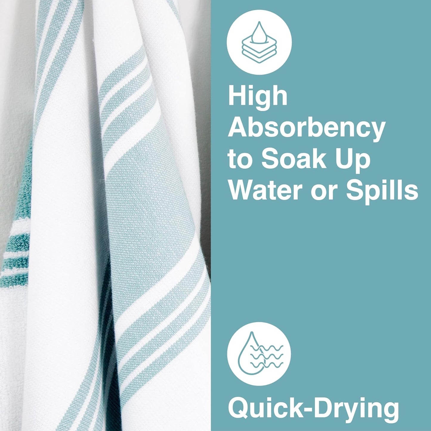 All-Clad Dual-Purpose Kitchen Towels: Highly Absorbent, Super Soft Long Lasting - 100% Cotton, 17"x30" Dish Towels for Cleaning & Drying Dishes, Pans, Glassware, or Countertops, (3-Pack), Rainfall