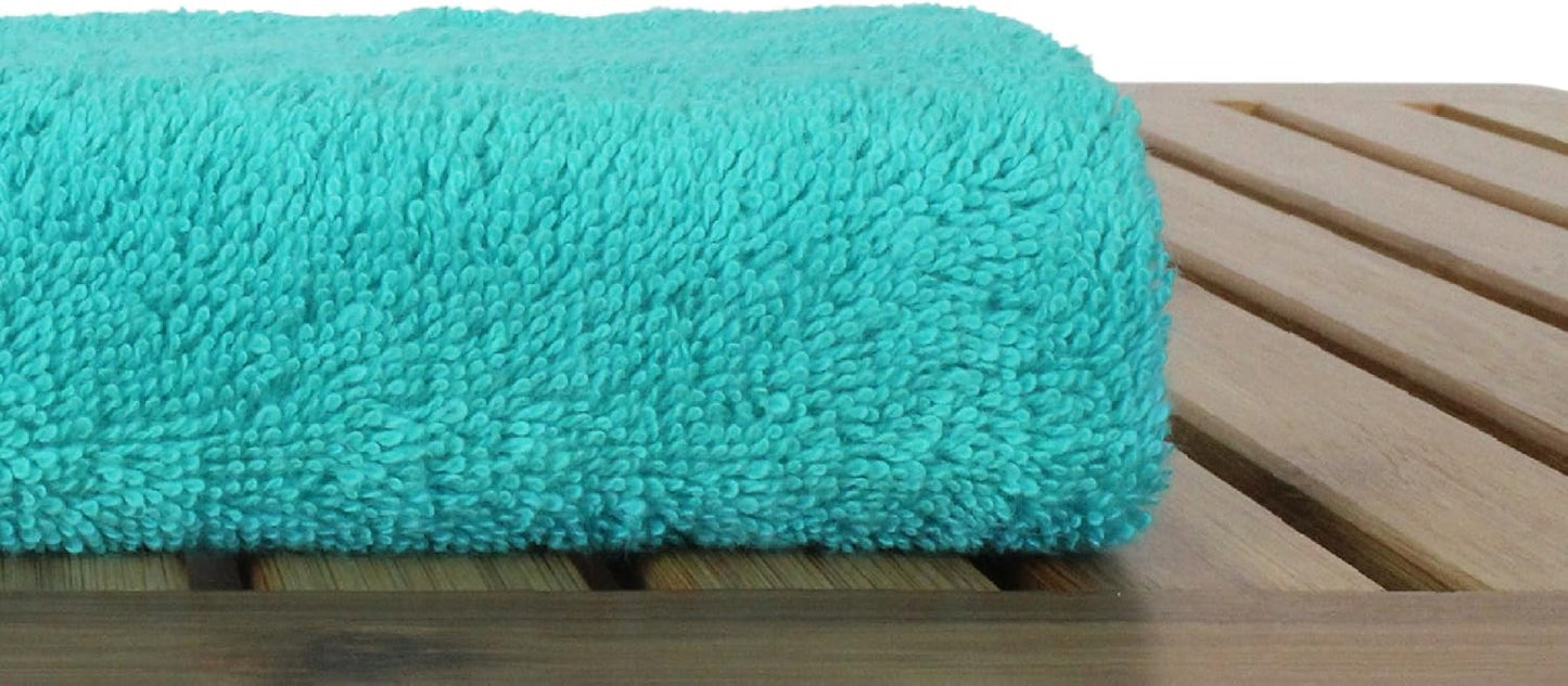 Luxury Hotel & Spa Towel Turkish Cotton Washcloths - Aqua - Dobby Border - Set of 6