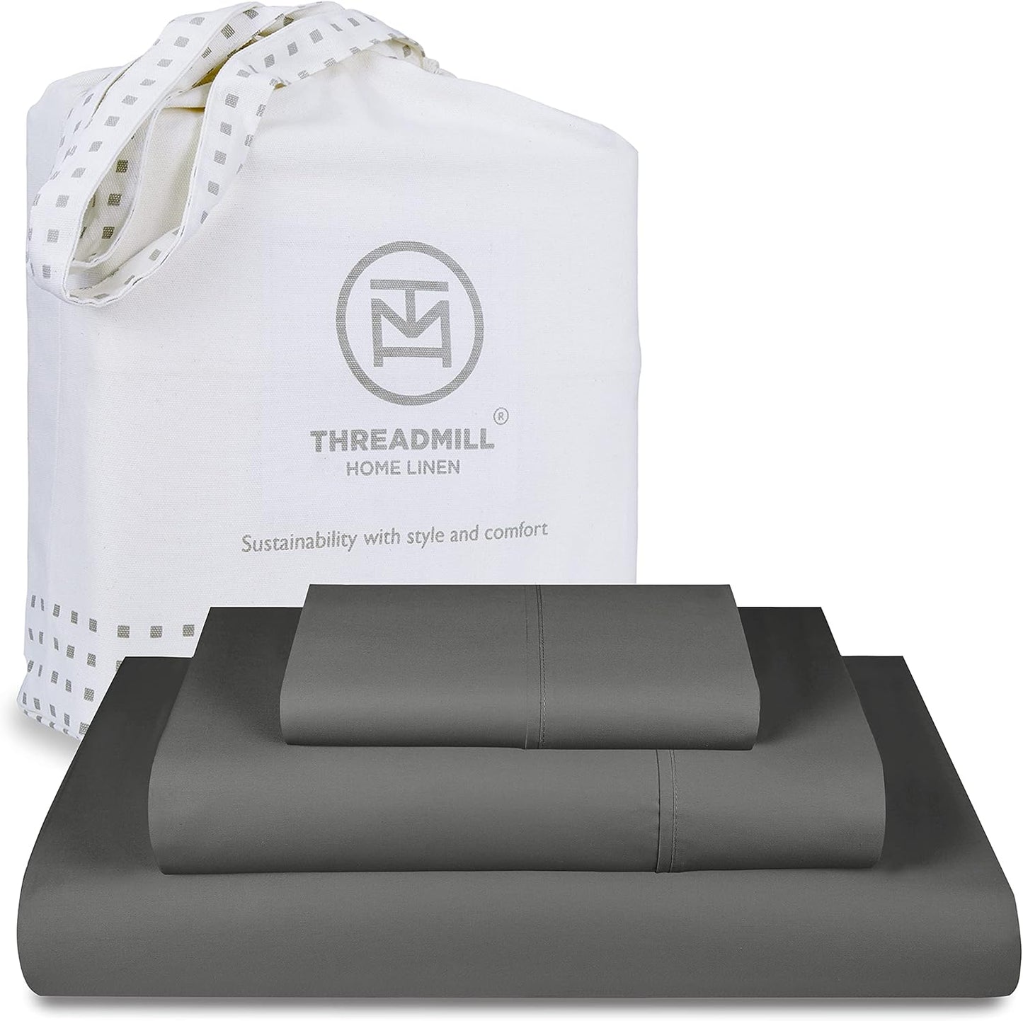 Threadmill - 5 Star Hotel Twin Sheet Set 100% Cotton Sheets, 500 Thread Count, Deep Pocket, Snug Fit, Soft & Crisp Best Bedding Sheets Set 3 Piece Set (Twin, Dark Gray)