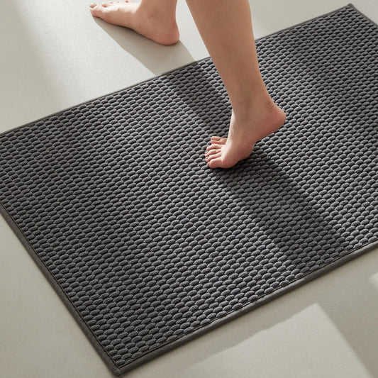 Bathroom Rugs Non Slip Washable, Super Absorbent Thin Bath Mat Quick Dry Low Pile Bathroom Rug, Dark Grey 24"x36"