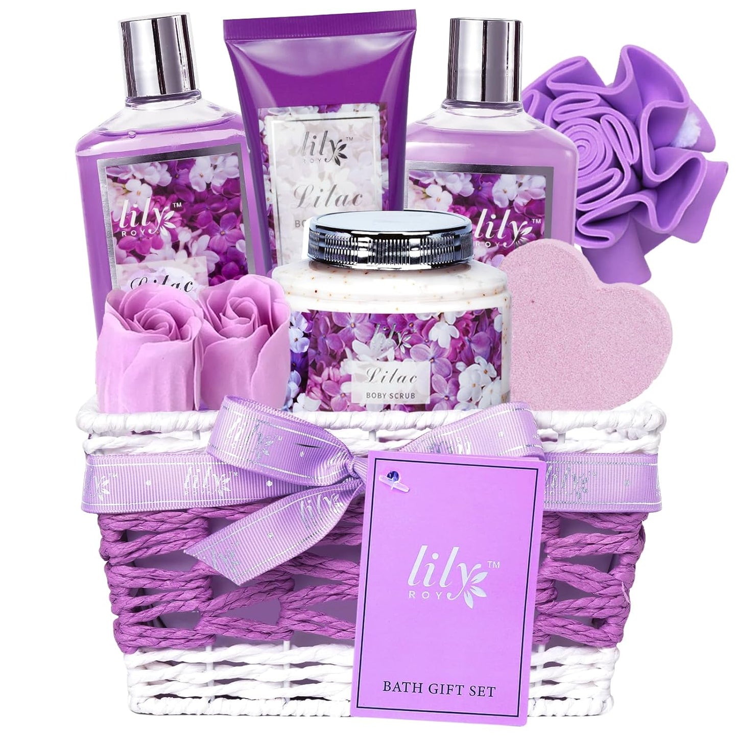 Christmas Gifts for Women - 9 Pcs Lavender Bath and Body Gift Basket Set for Women, Gift Baskets | Valentine's, Birthday, Mothers Day Gifts for Mom, Perfect Gift for Mom All Occasion Gifts for Her