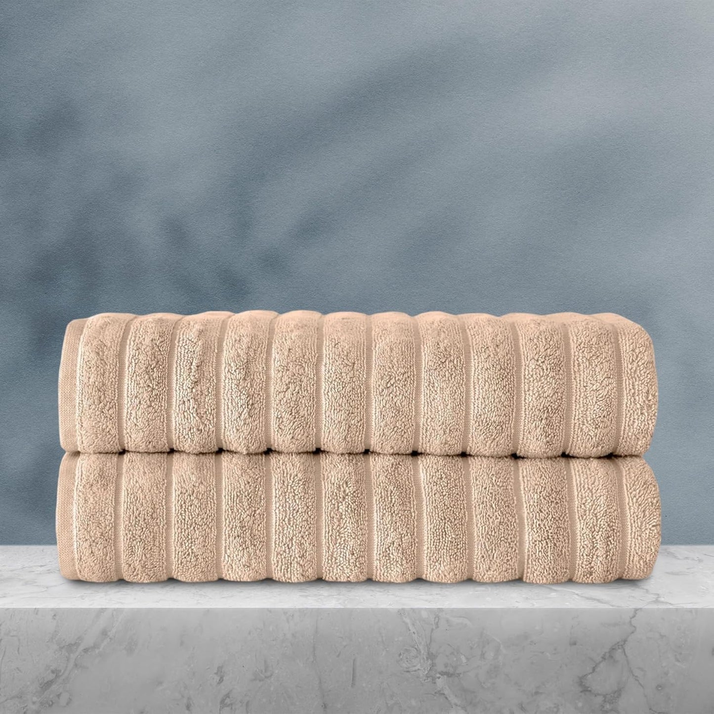 Classic Turkish Towels CTT Premium 2 Pack Bath Towels Set, Made with 100% Turkish Cotton, Spa & Hotel, Quick Drying Towels, Absorbent & Comfy | 27"x54" (Almond Beige)
