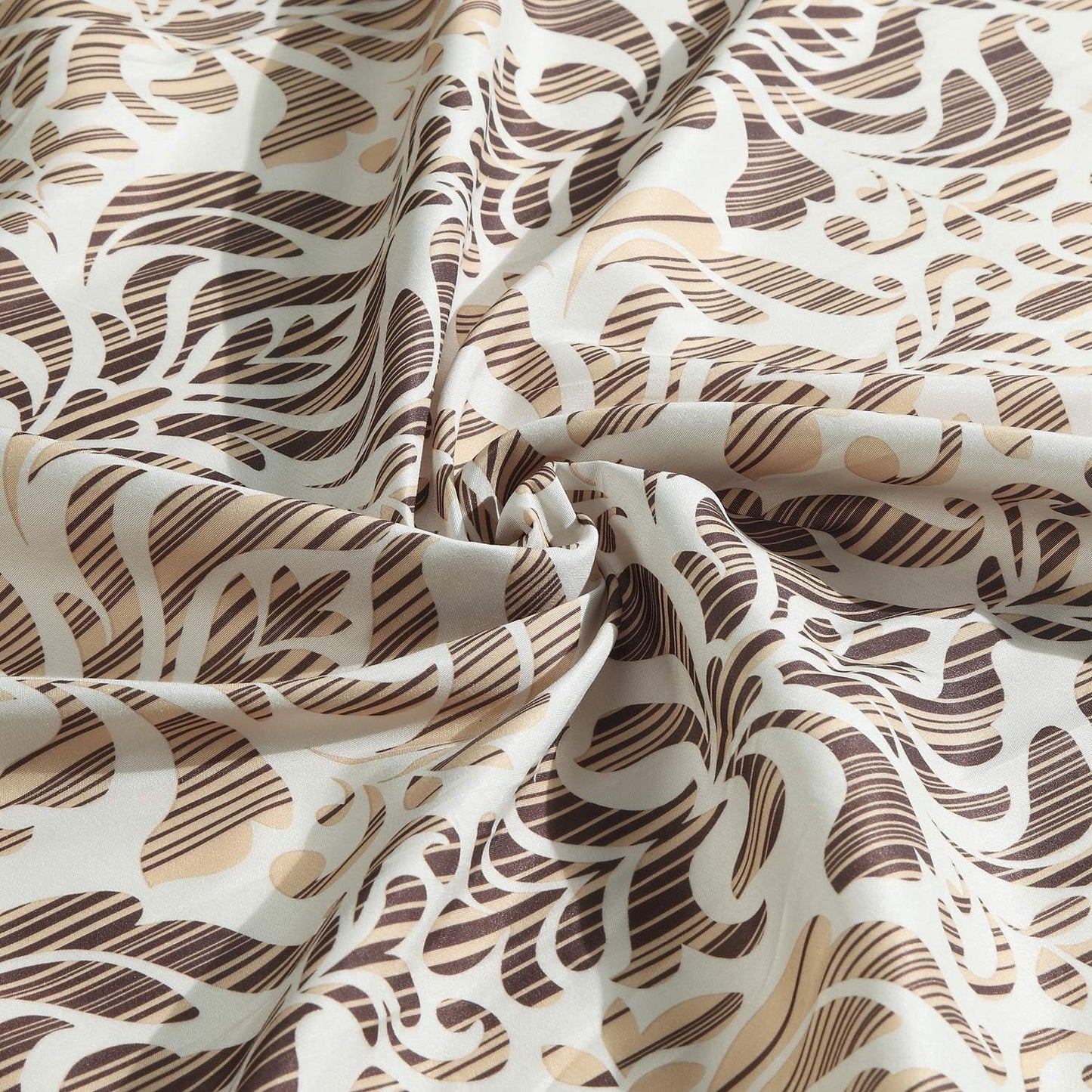 Brown Fabric Shower Curtain, Tan and Golden Printed Boho Paisley Damask Pattern Shower Curtains for Bathroom, Waterproof Bathroom Curtains, 72" W x 72" H