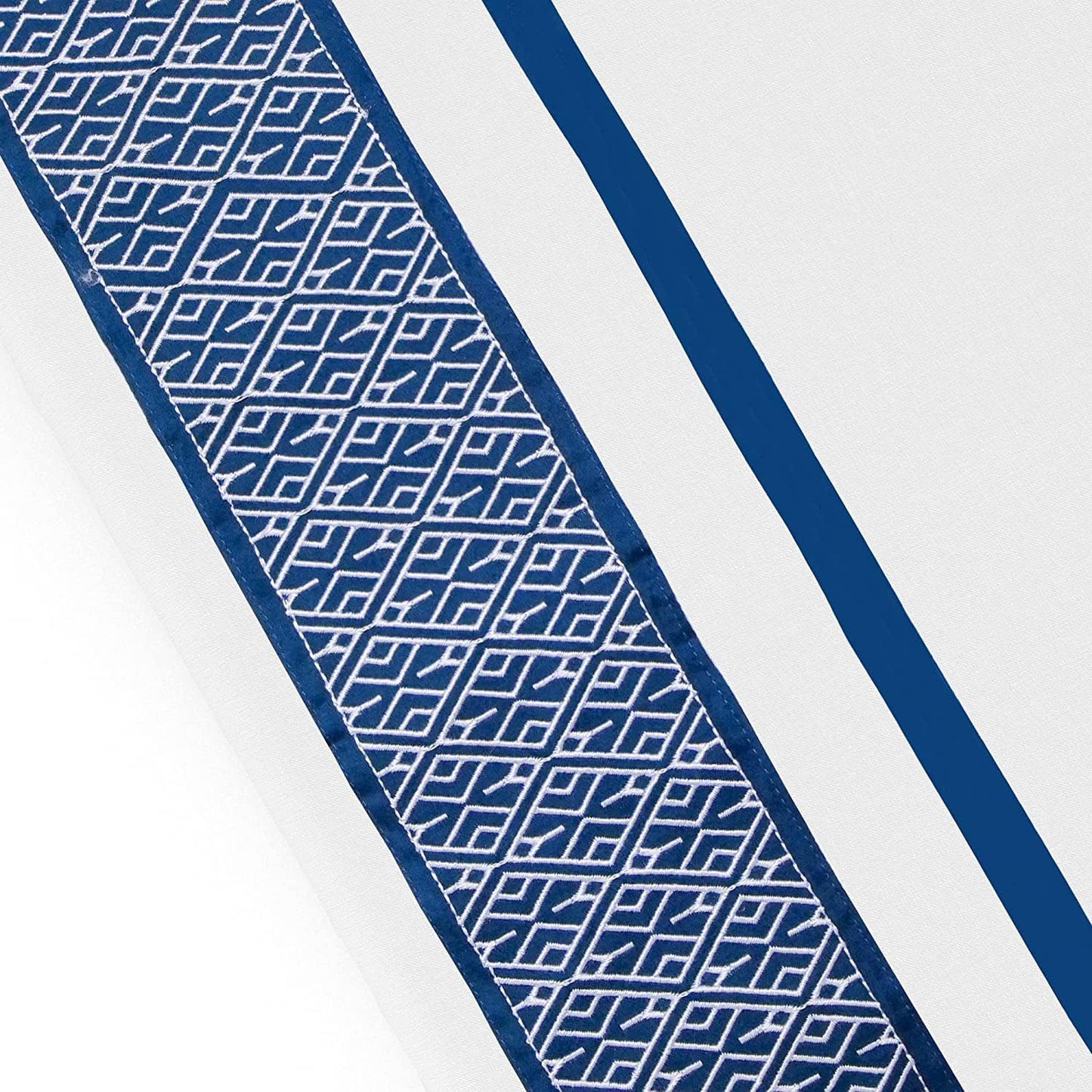 1000 TC Embroidered Duvet Cover Queen Size Set 100% Egyptian Cotton - Luxurious 1 Comforter Cover 2 Pillow Shams - 3 PC Quilt Cover Hotel Quality Long Staple Bedding (White & Navy Blue)