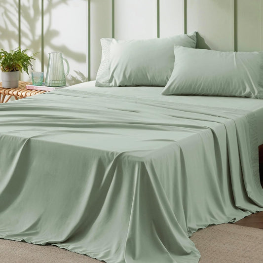 Bedsure Full Size Bed Sheets - 4 Pieces Soft Full Sheet Set - Breathable & Cooling - Hotel Luxury - Easy Care Polyester Microfiber Bedding for Women, Men, Sage Green