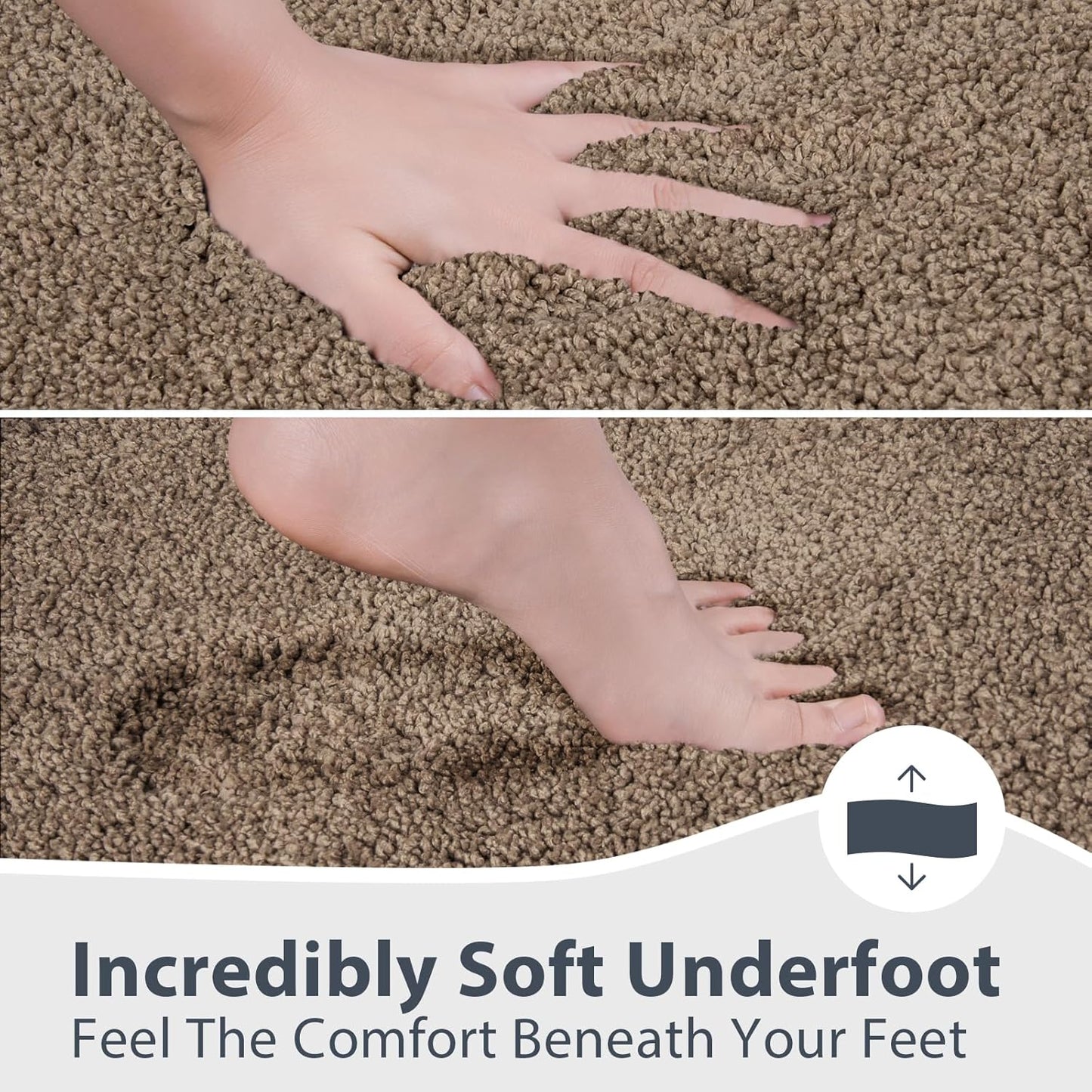 Bathroom Rugs U-Shaped 20" x 24", Non-Slip Extra Soft Absorbent Bath Rugs, Machine Washable Quick Dry Bath Mats for Toilet Base, Grayish Brown & Coffee