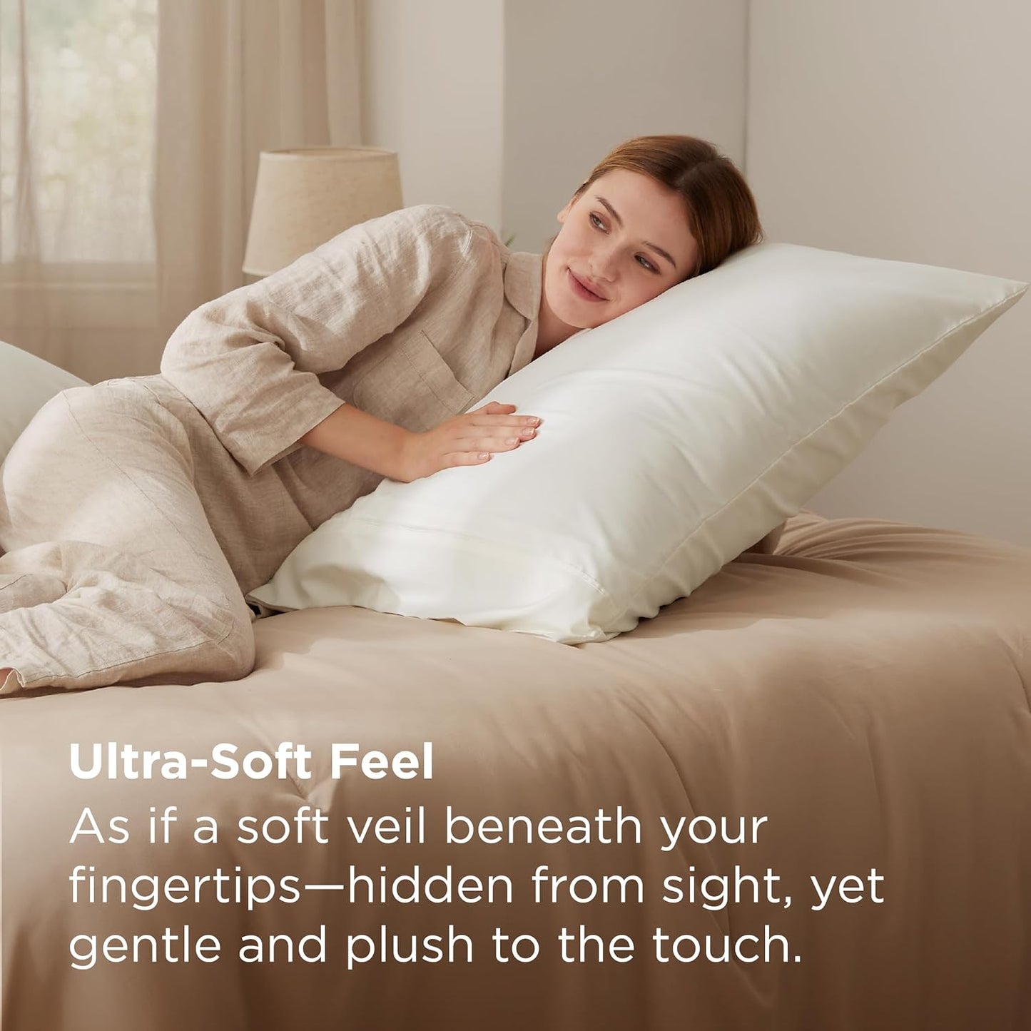 Bedsure Pillow Cases Standard Size Set of 2 - Ivory White Brushed Microfiber Pillowcases, Super Soft and Cozy Pillow Case Covers with Envelope Closure, Wrinkle, Fade and Stain Resistant, 20x26 Inches