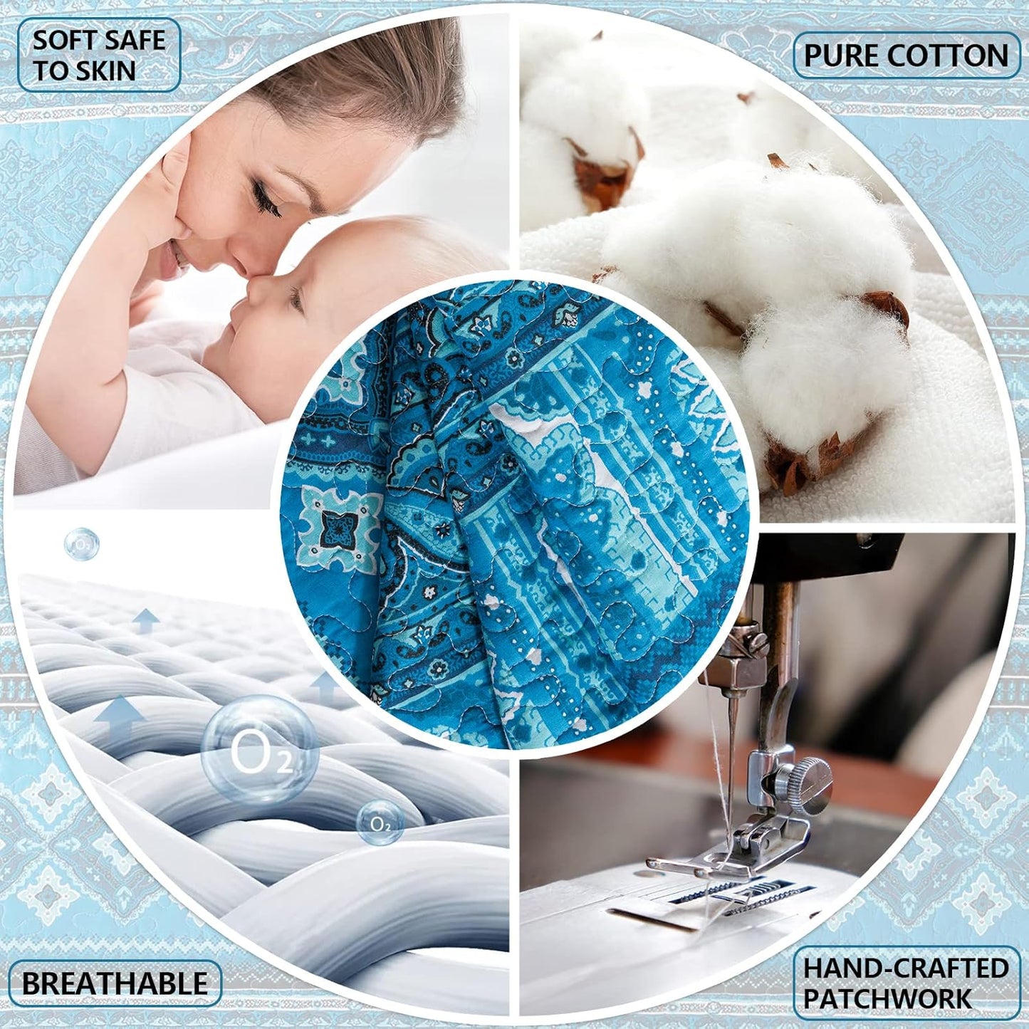 BEDIFANY Cotton Quilt King Size Sets, Lightweight King Bedspread Soft Quilted Reversible Coverlets Sets Boho Quilt King Set for Bed Decorations for All Seasons, 3 Pieces