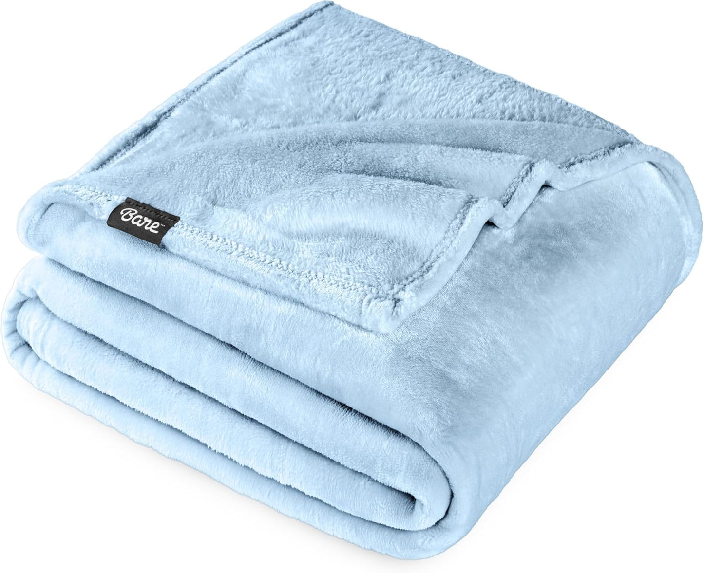 Bare Home Fleece Blanket - Throw/Travel - Ultra-Soft Lightweight for Bed, Sofa, and Couch - Luxury Microplush - Cozy Warm Blanket (Throw/Travel, Light Blue)