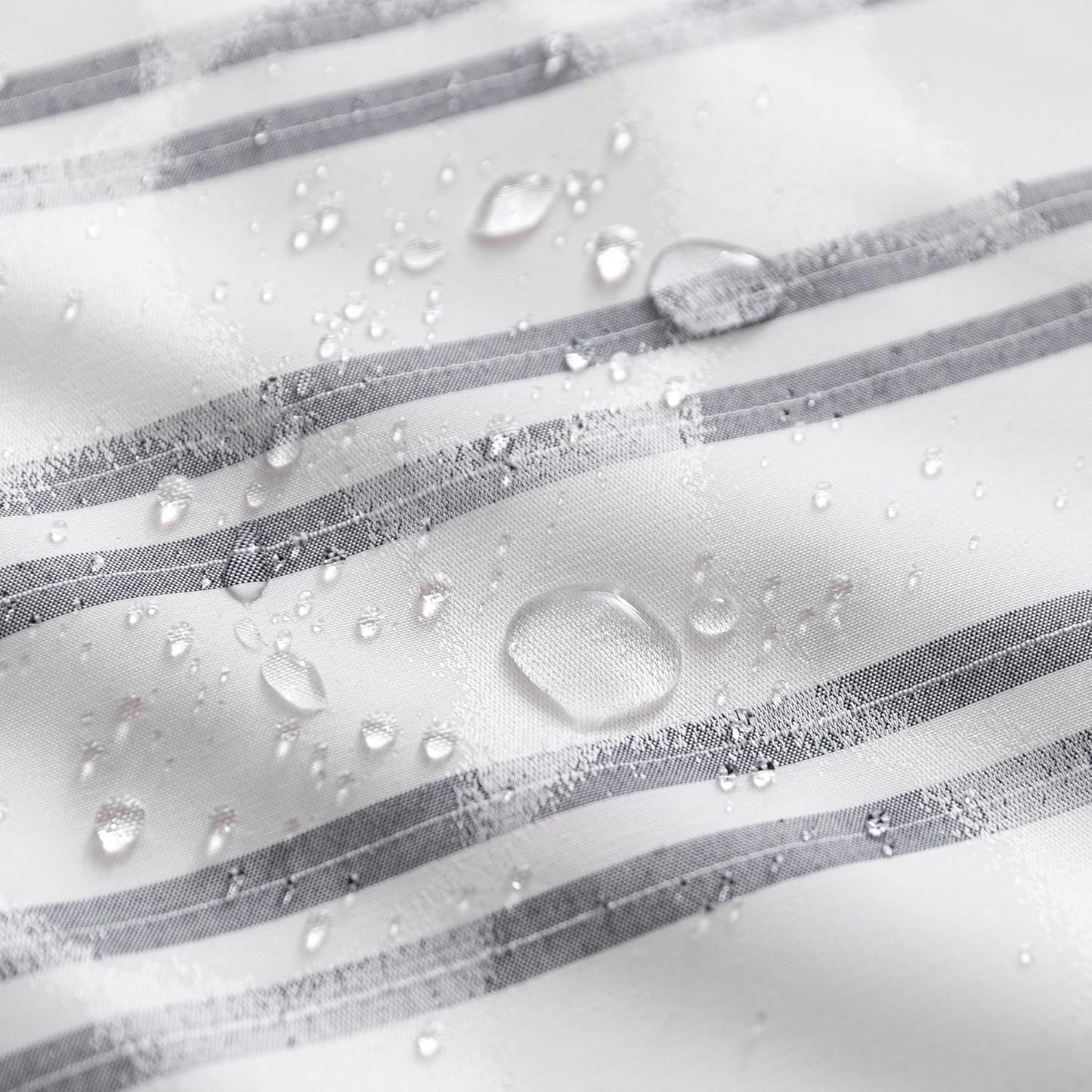 Amazon Basics Geometric Jacquard Fabric Shower Curtain for Bathroom, Lightweight, Waterproof and Washable, 72" W x 98" L, Grey Striped