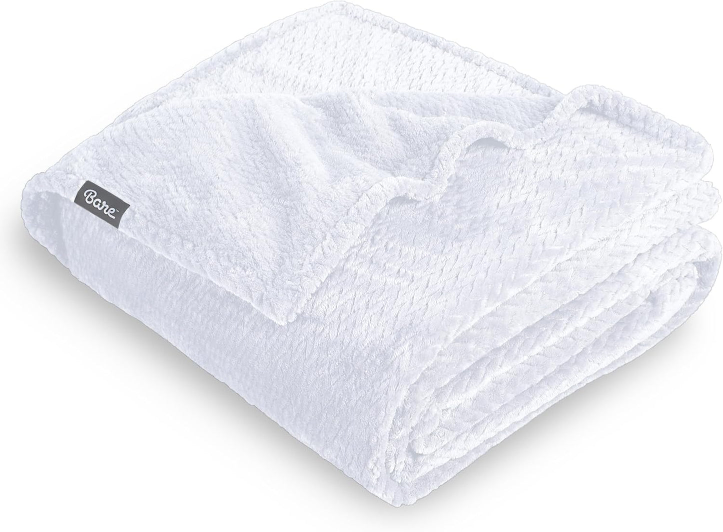 Bare Home Textured Fleece Blanket - King Size - Ultra-Soft Lightweight for Bed, Sofa, and Couch - Luxury Microplush - Cozy Warm Blanket (King, Chevron White)