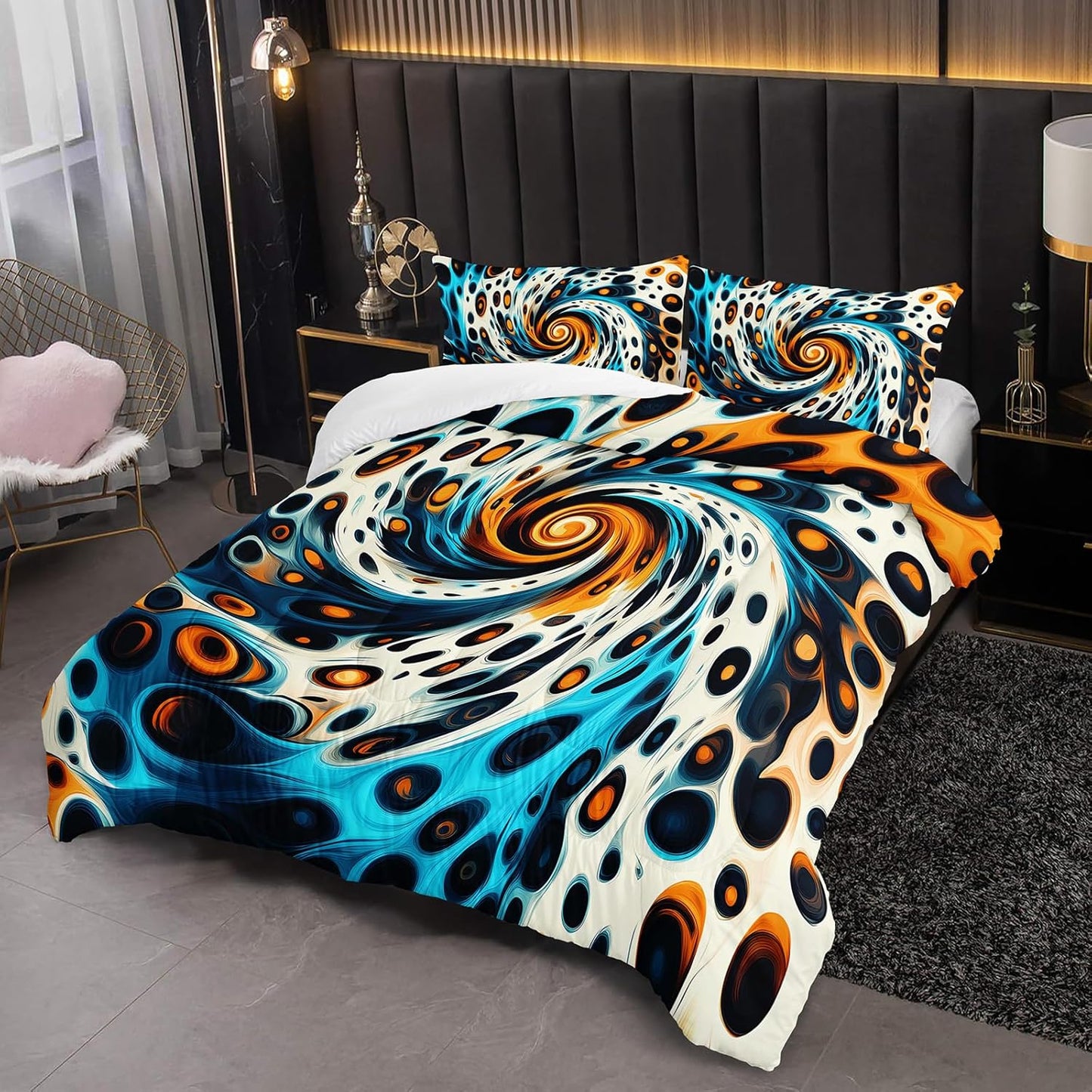 Leopard Print Geome Comforter Set Full Size，Leopard Print Bedding Set Full