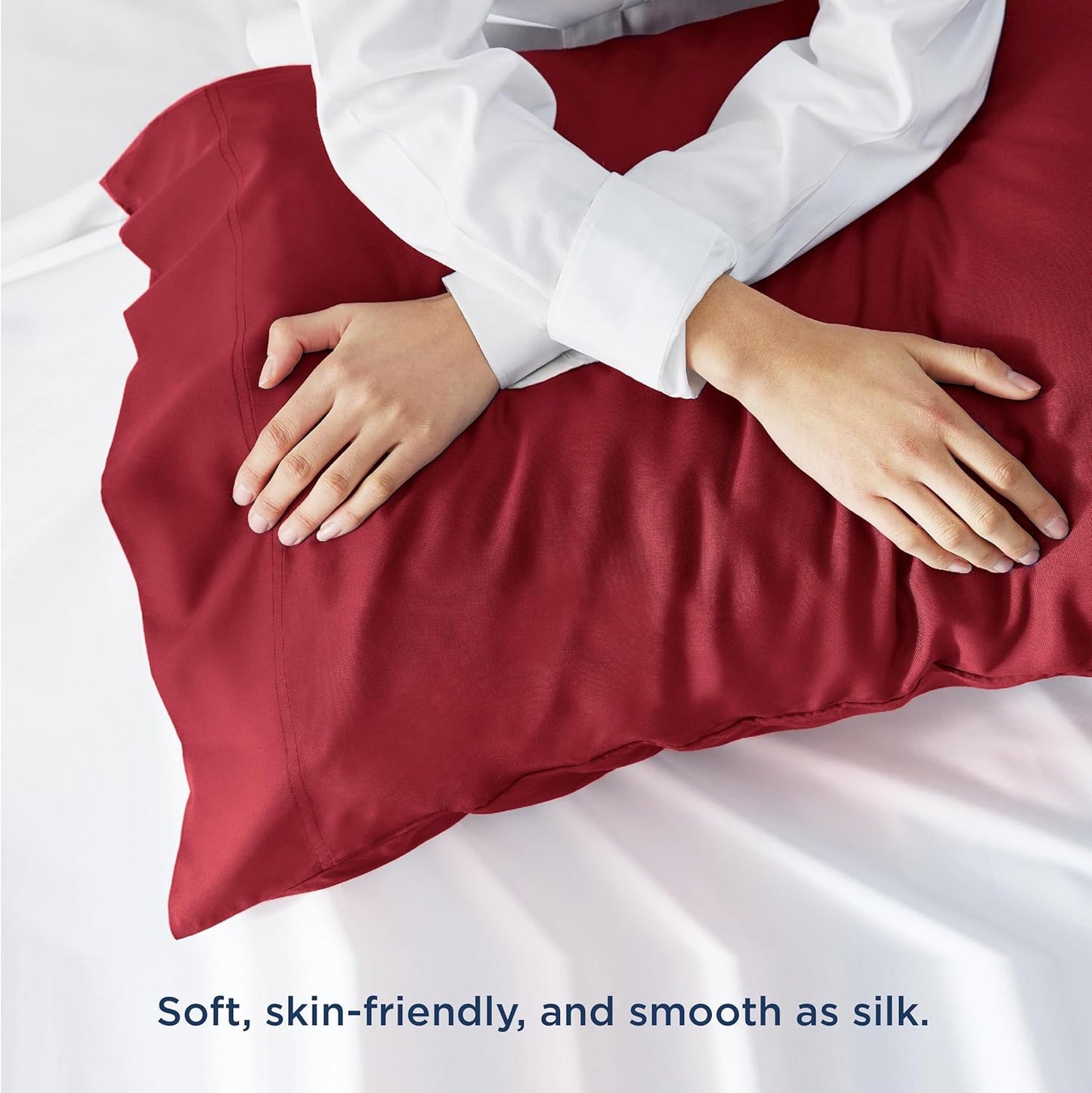 Bedsure Pillow Cases Standard Size, Cooling Pillow Cases, Rayon Derived from Bamboo Red Pillowcases Standard Set of 2, Breathable & Soft Bedding Pillow Covers with Envelope Closure, 20x26 Inches