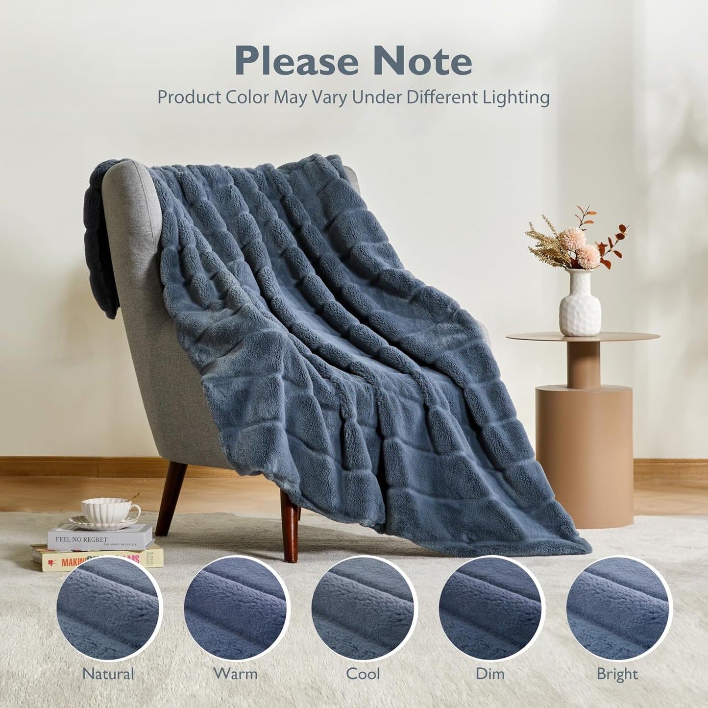 ALPHA HOME Luxury Faux Rabbit Fur Throw Blanket for Couch Bed, Cozy Gifts for Women Christmas, Ideal for Home Decor and Chilly Nights