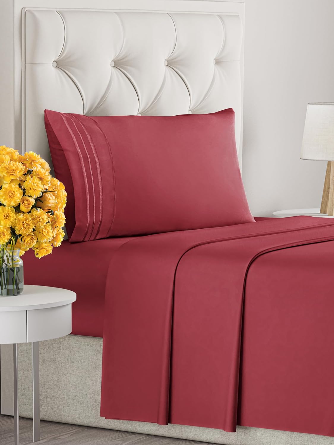 Twin XL Size 3 Piece Sheet Set - Extra Soft, Breathable & Cooling Sheets - Hotel Luxury Durable Bed Sheets for Women & Men - Deep Pockets, Easy-Fit & Wrinkle-Free Sheets - Berry Oeko-Tex Bed Sheet Set