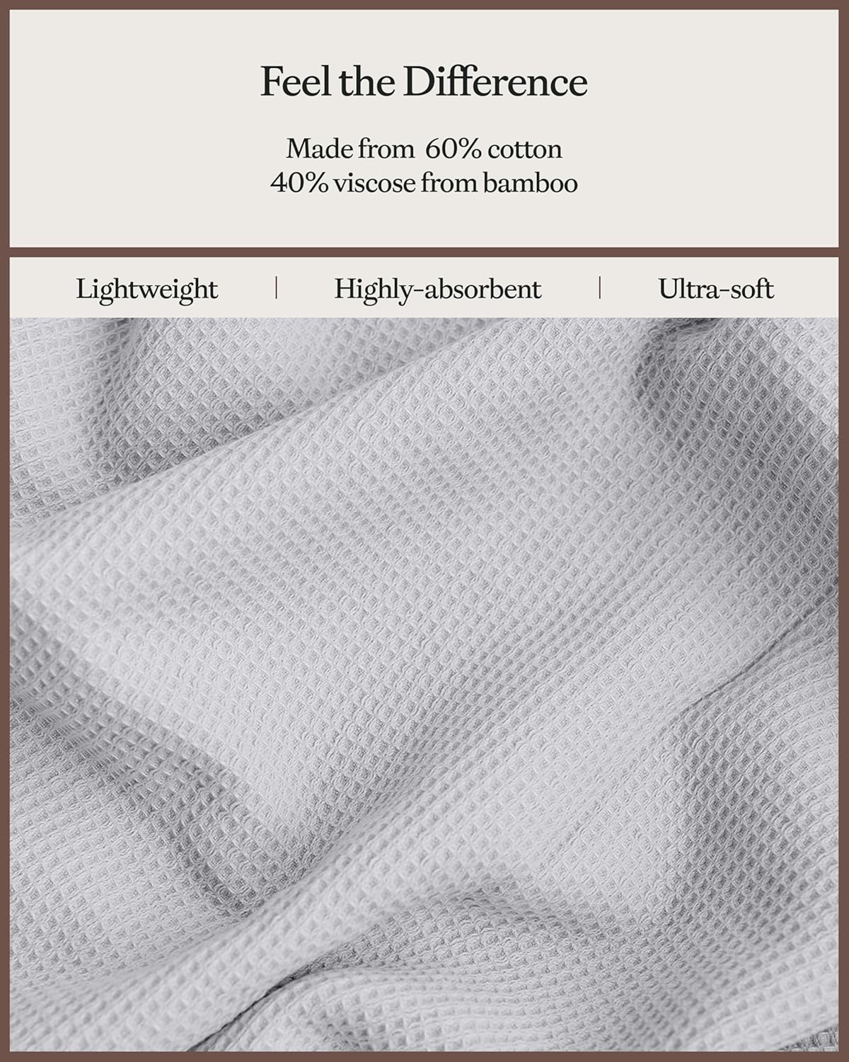 Cozy Earth Waffle Hand Towels - 60% Cotton 40% Viscose from Bamboo Hand Towels 20 x 30 Inches - Soft & Absorbent Terry, Reversible Mini Textured Waffle & Weave Pattern - 2 Pack