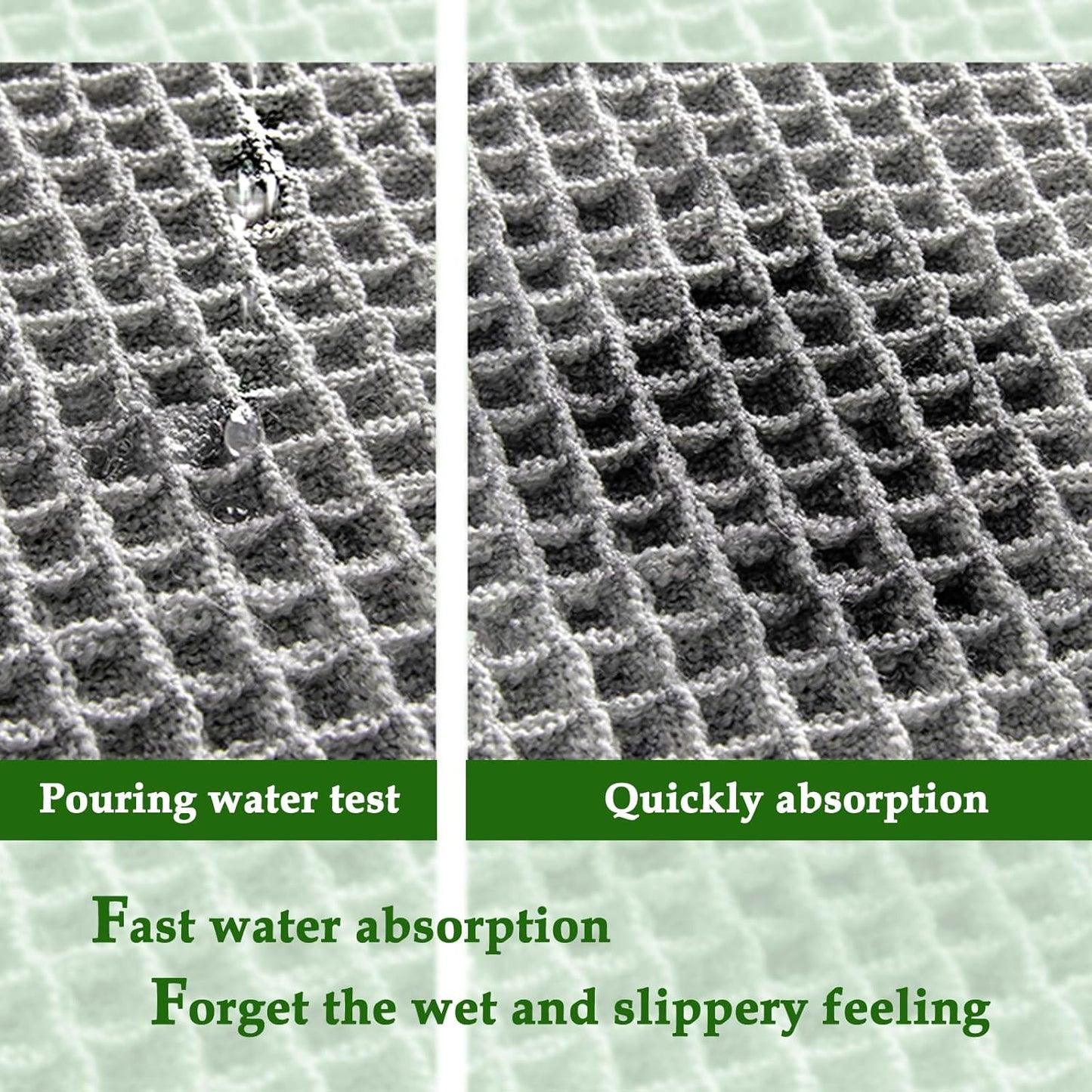 ZALL Grey Waffle Bath Mat,Super Absorbent Non Slip Bathroom Rug,Gray 18x30inch,Machine Washable Ultra Soft Floor Mats