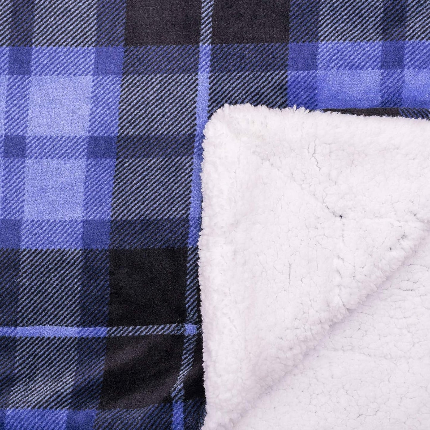 SOCHOW Sherpa Plaid Fleece Throw Blanket, Double-Sided Super Soft Luxurious Bedding Blanket 60 x 80 inches, Blue