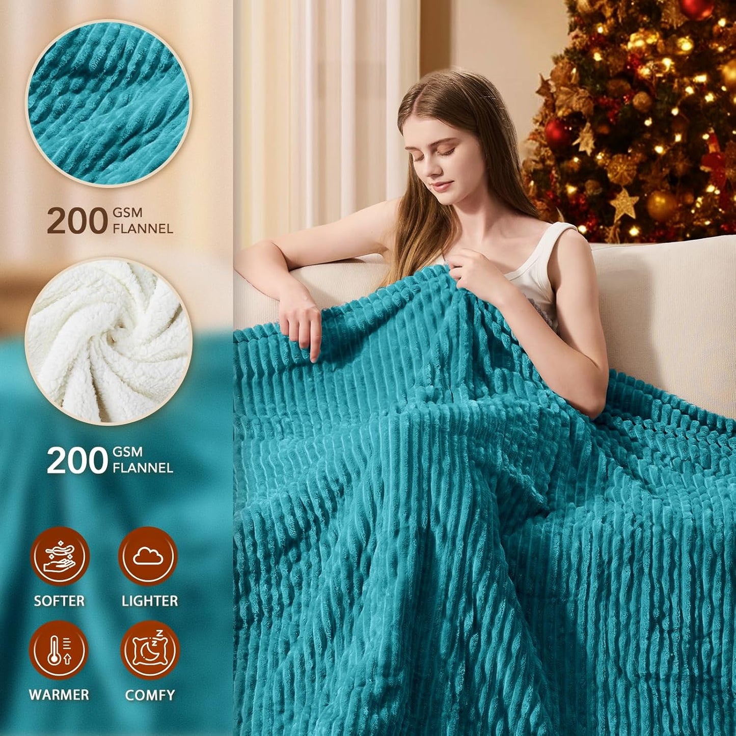 Homemate Electric Heated Blanket King Size - 100"x90" Heating Blanket King Size Dual Control 1/2/4/6/8 Hours Auto-Off 10 Heat Level Over-Heat Protection Soft Flannel Sherpa ETL Certification