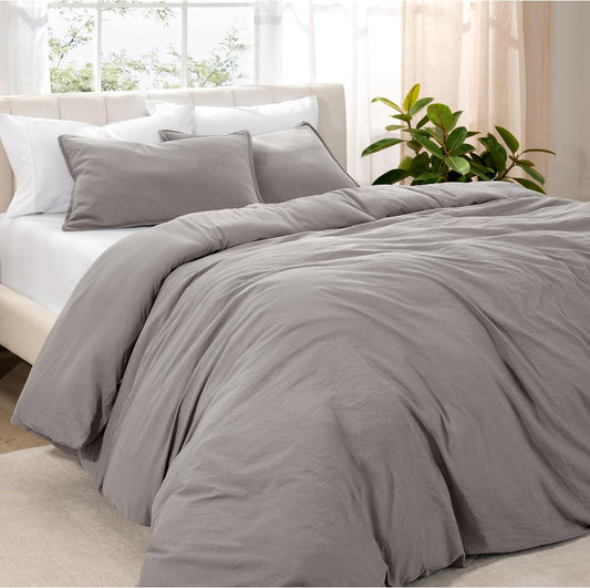 Bare Home Microfiber Duvet Cover Set - Ultra Soft Washed Microfiber - King/California King - Linen-Like Look - Easy Care - Breathable Fabric - Our Softest Duvet Cover Set (King/Cal King, Frost Grey)
