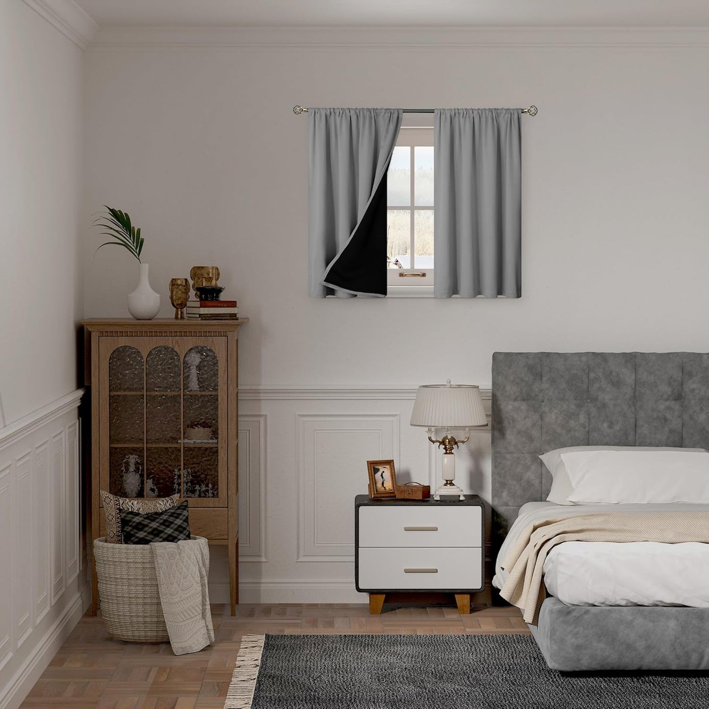 BGment 100% Blackout Curtains for Bedroom 54 Inch Length 2 Panels, Thermal Insulated Room Darkening Curtains Rod Pocket Soundproof Bedroom Living Room Window Curtains, Dove Grey, Each 42 Inch Wide