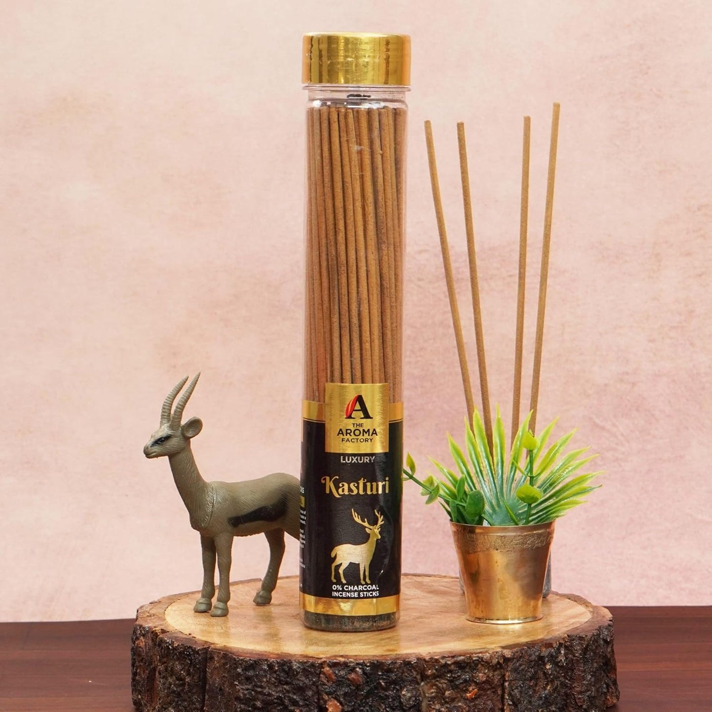 The Aroma Factory Kasturi Musk Agarbatti, Calmness of Musk Aroma with Low & Zero Charcoal (Bottle Pack of 1 100g)