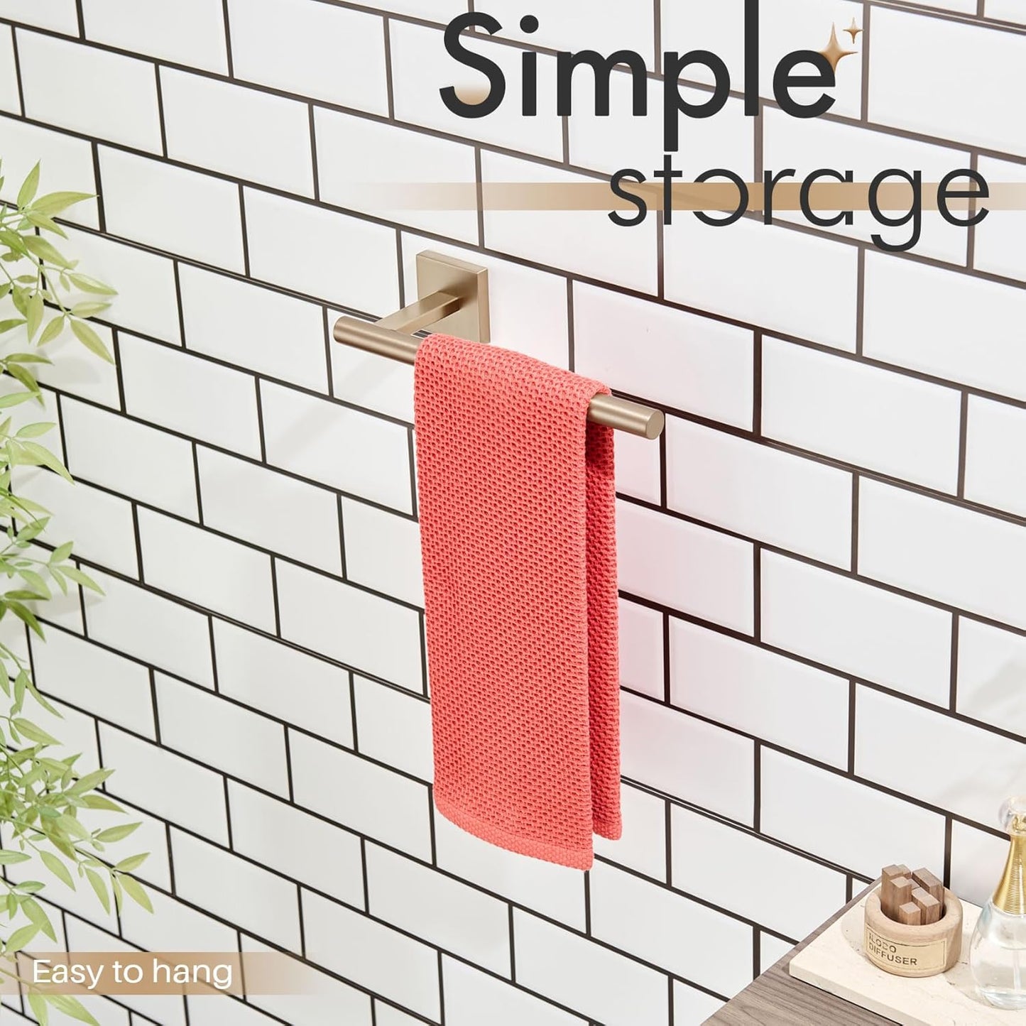KOKOSIRI Bathroom Towel Bar Hand Towel Holders Wall Mount Toilet Kitchen Cabinet Paper Holder Stainless Steel Bath Hardware Champagne Bronze, B3008CPG