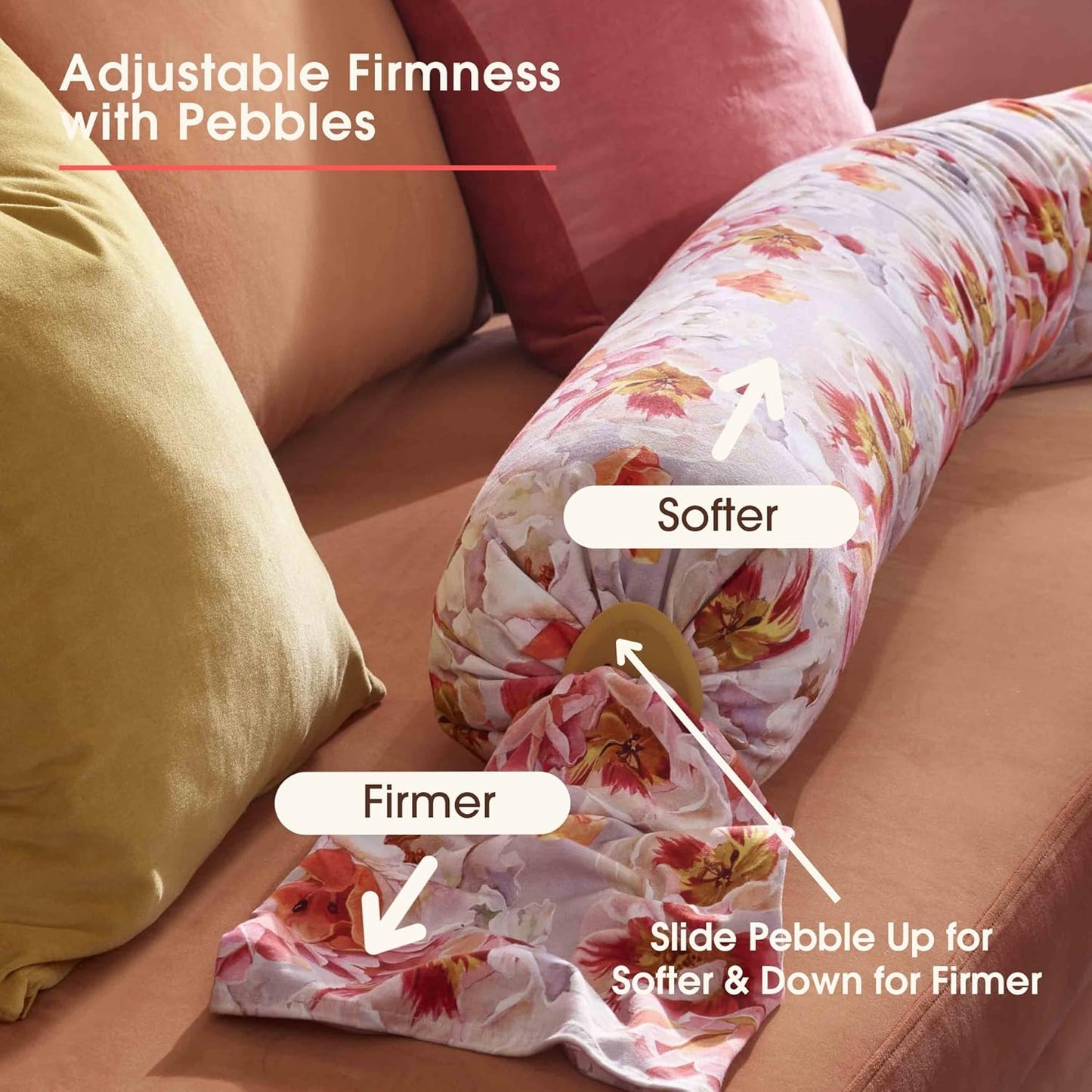 bbhugme Adjustable Pregnancy Pillow – Full Body Support for Side Sleeping - Adjustable Firmness and Shape - Supports Back, Legs, Belly, HIPS for Pregnant Women - Removable Cover - Blushing Roses