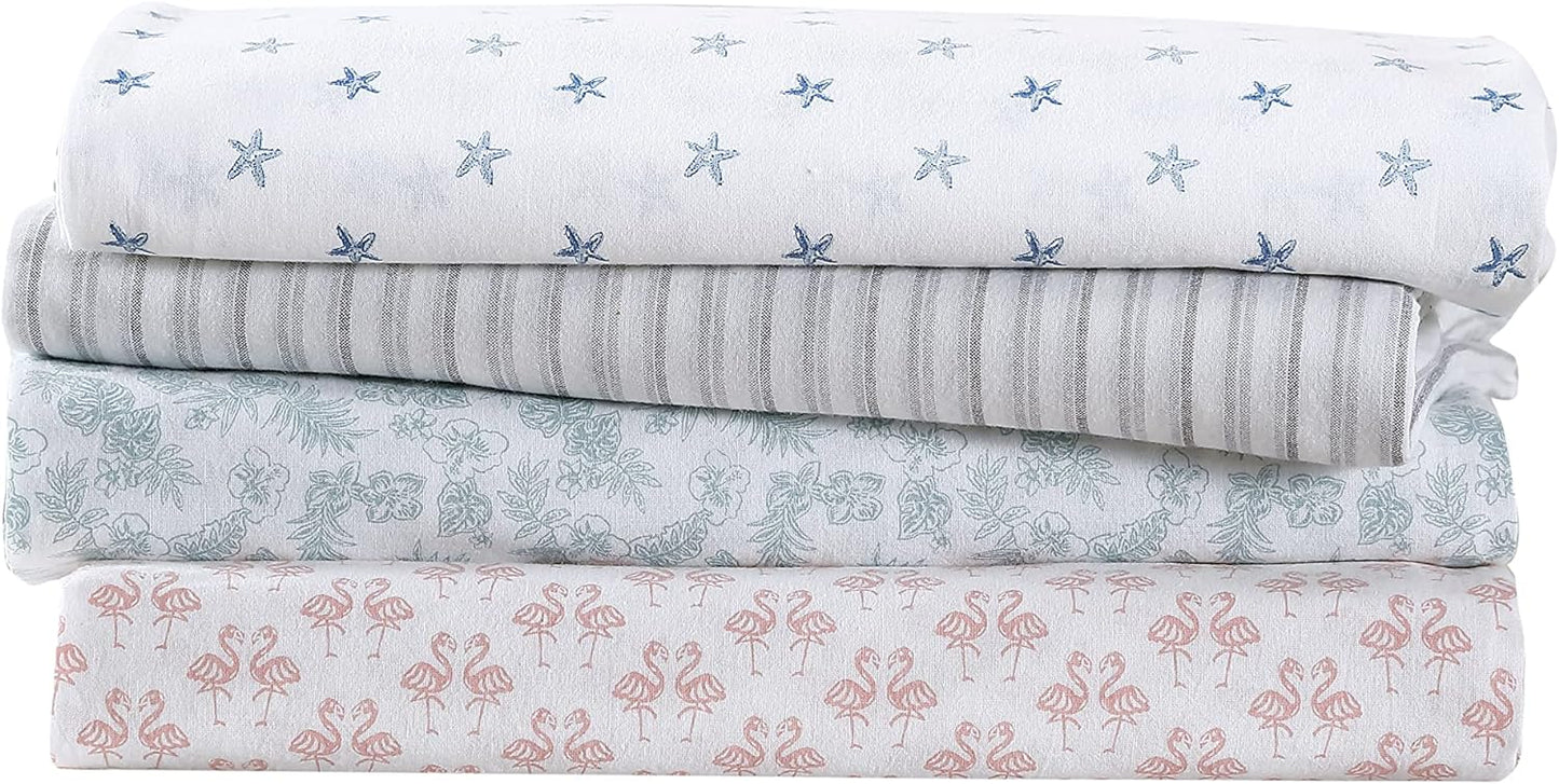 Tommy Bahama - King Sheets, Cotton Percale Bedding Set, Crisp & Cool, Stylish Bedding Set (Hibiscus Bloom Green, King)