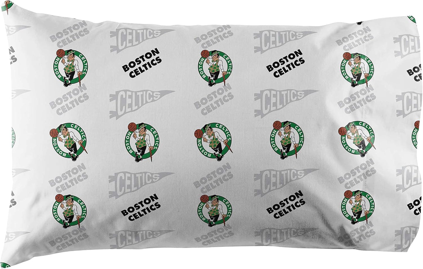 NORTHWEST Officially Licensed Boston Celtics NBA Queen Size Sheet Set – Soft Team Logo Bedding for Dorms, Bedrooms, Fan Caves & Game Day Style