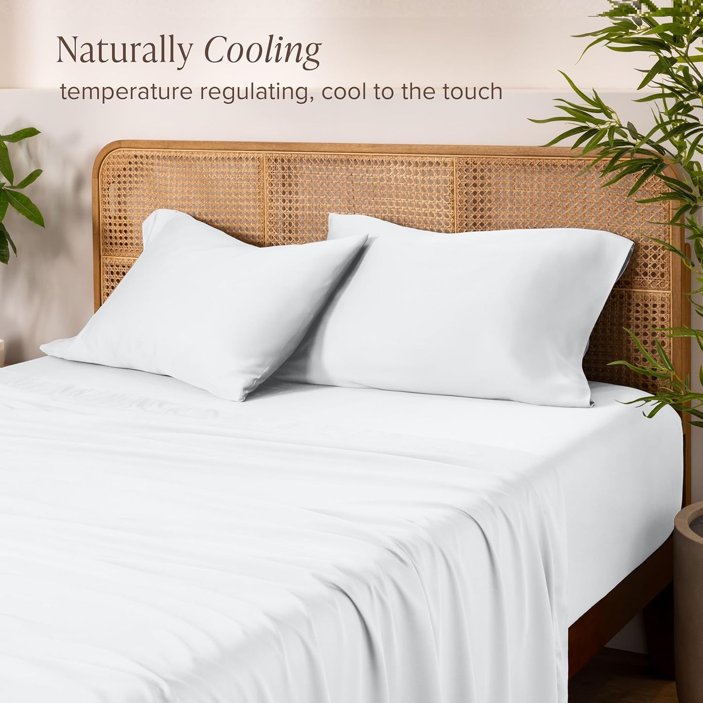 Bare Home 100% Rayon Made from Bamboo Luxury Queen Sheet Set - 4 Piece Bedding Set - Deep Pockets - Cooling Sheets - Breathable - Easy Fit - Soft Bedding Sheets & Pillowcases (Queen, White)