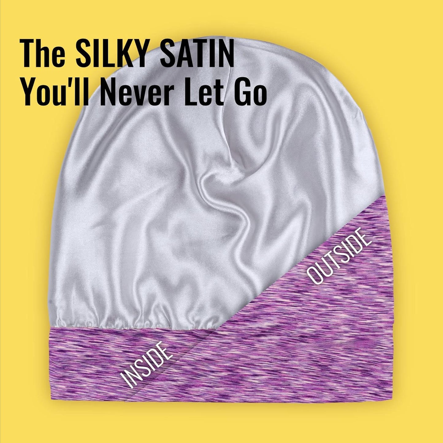 Satin Lined Sleep Cap Bonnet for Curly Hair and Braids, Stay On All Night Hair Wrap with Adjustable Strap for Women and Men, Purple Type2, Pack of 1