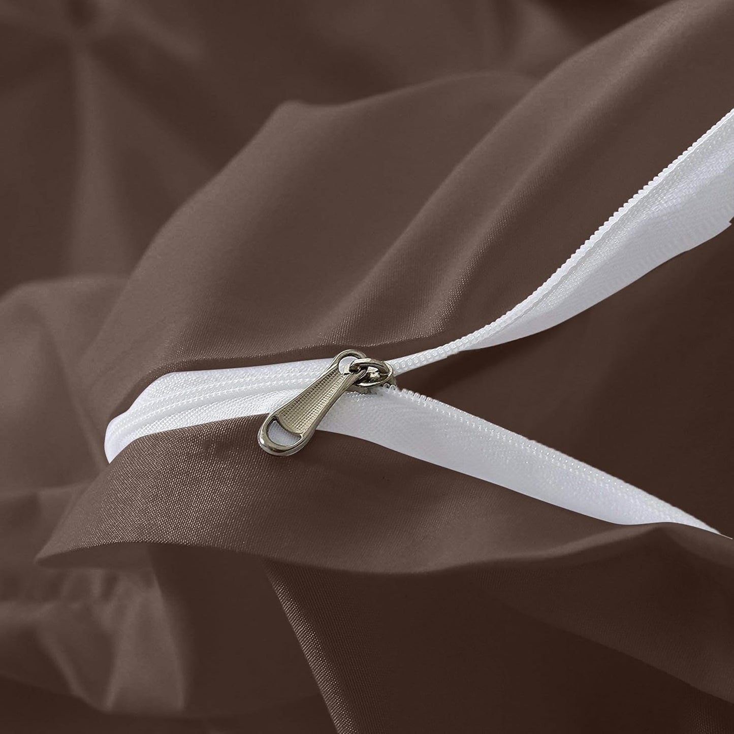 Pinch Pleated Duvet Cover Set 100% Brushed Microfiber 3PC Oversize Plus Size 128x120 Duvet Cover Set, Decorative Pinch Design Brown Duvet Cover with Matching Pillow Case