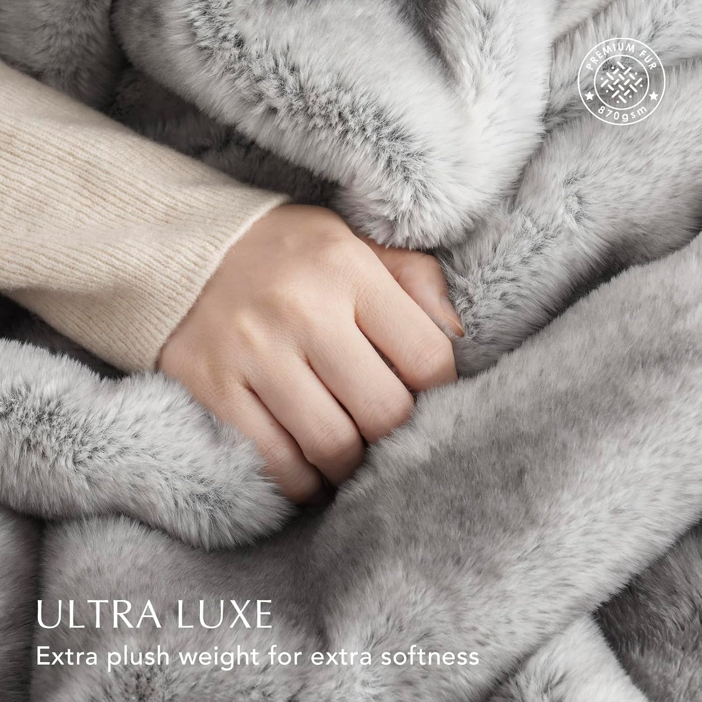EVERGRACEHOME Ultra Soft Luxury Fluffy Mink Faux Fur Throw Blanket, Thick Warm Fall Winter Blankets for Bed, Couch, Cozy Plush Reversible Blanket for Chair, Sofa (Ombré Silver Onyx, 60"x80")
