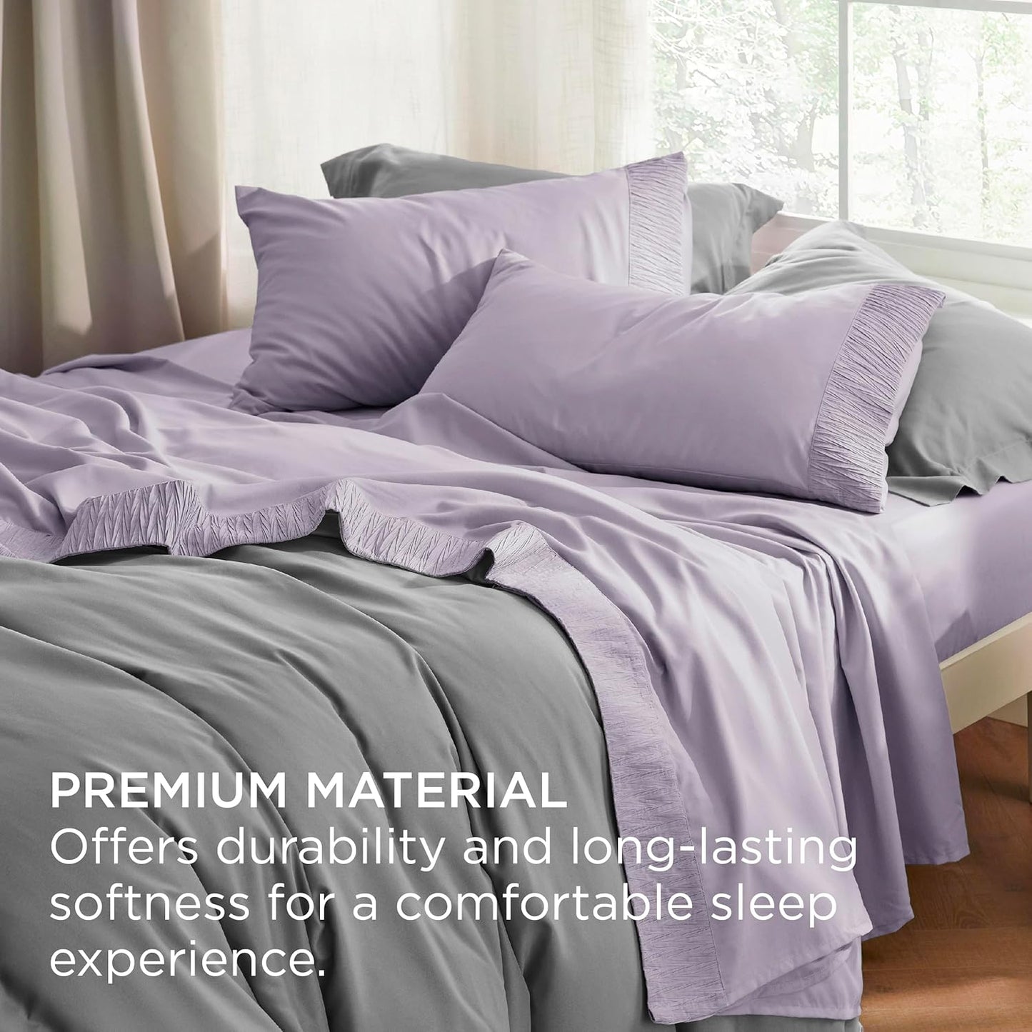 Bedsure King Size Sheets Set - 4 Pieces Soft King Sheets - Breathable & Cooling - Hotel Luxury - Easy Care Polyester Microfiber Bedding for Women, Men, Lavender