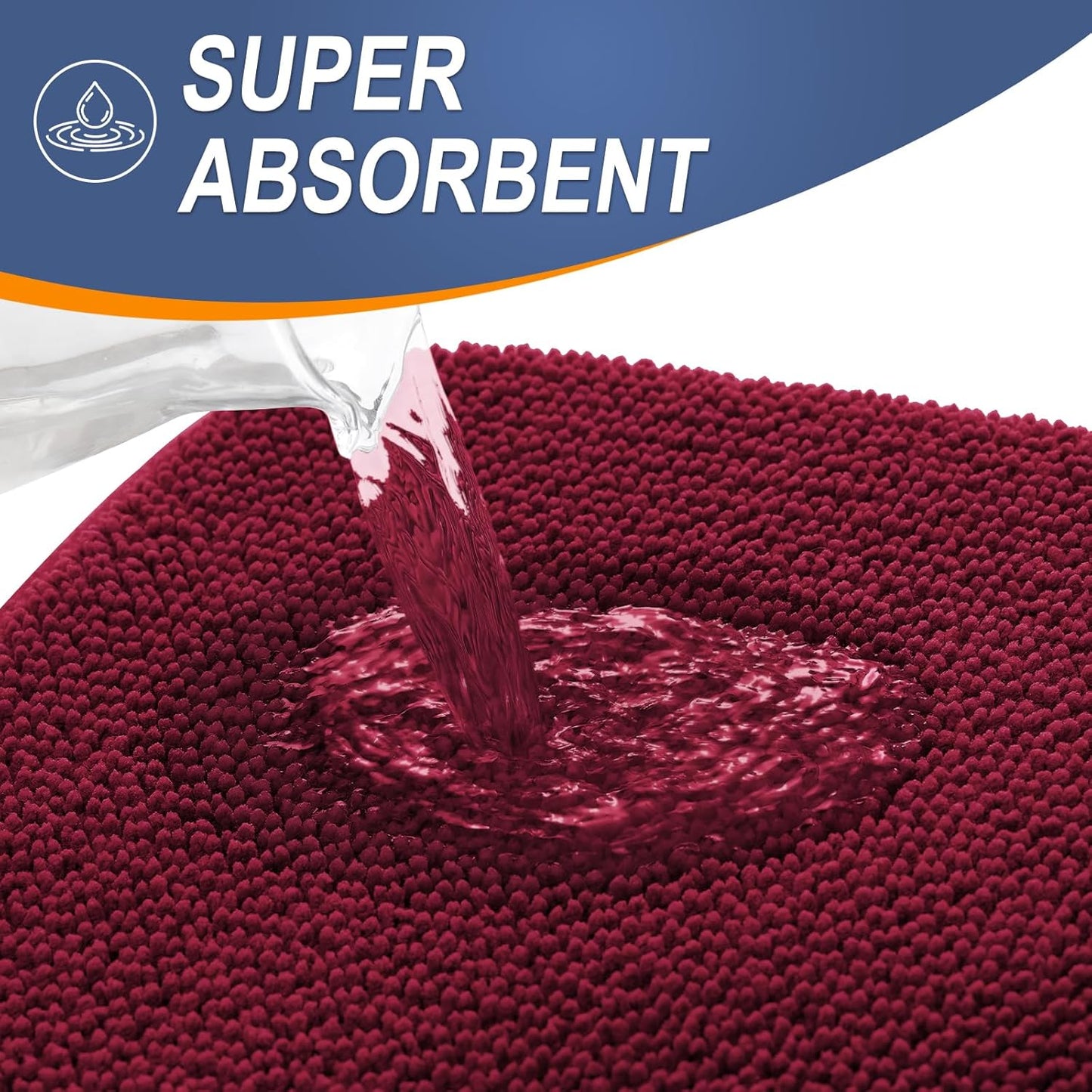 OLANLY Thick Memory Foam Bath Mat Rug 47x24, Extra Soft Absorbent Bathroom Rug, Quick Dry Bath Mats, Non-Slip, Machine Washable Carpet for Bathroom, Tub and Shower, Home Decor Accessories, Burgundy
