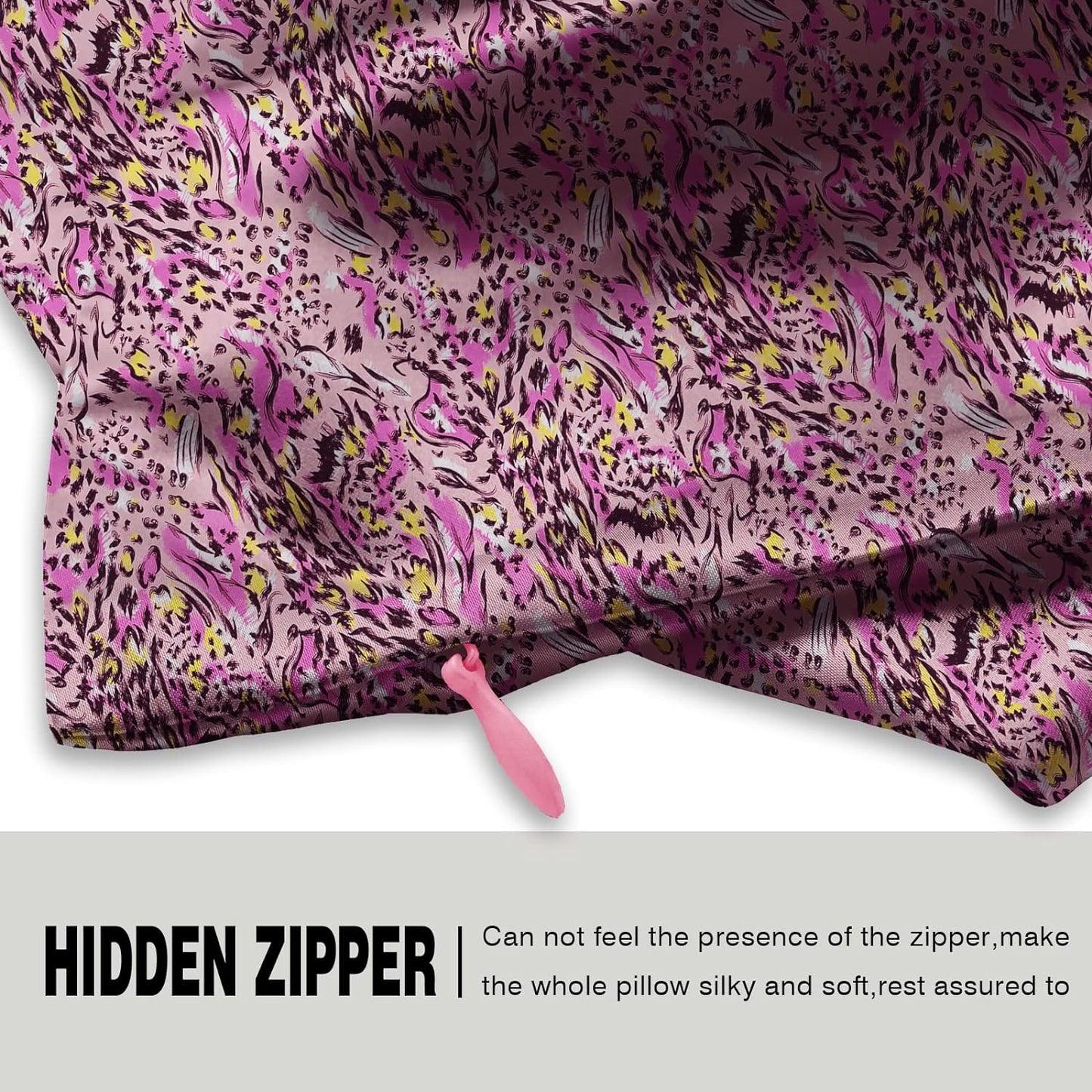 Mulberry Silk Pillowcase for Hair and Skin Standard Size Leopard Print Silk Pillow Cases with Zipper Soft Breathable Smooth Cooling Silk Pillow Covers for Sleeping (Pink Paint,20"X 26",1Pcs)