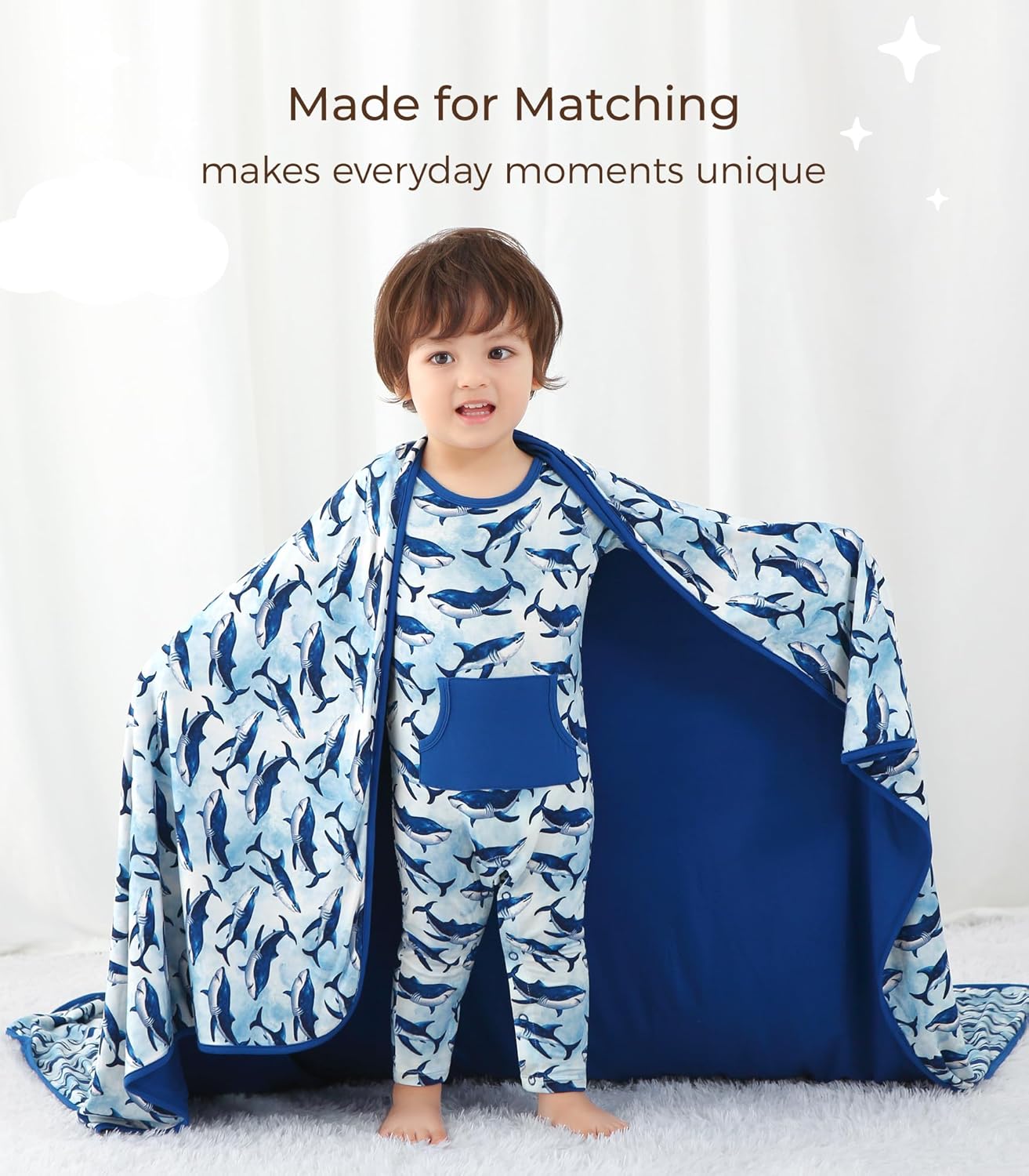Premium Baby Blanket, Stretchy Quilt for Kid, Soft Crib Bedding for Newborn Baby and Toddler, Nursery Blanket for Boys and Girls, Viscose Made from Bamboo 50'' x 50'' Shark