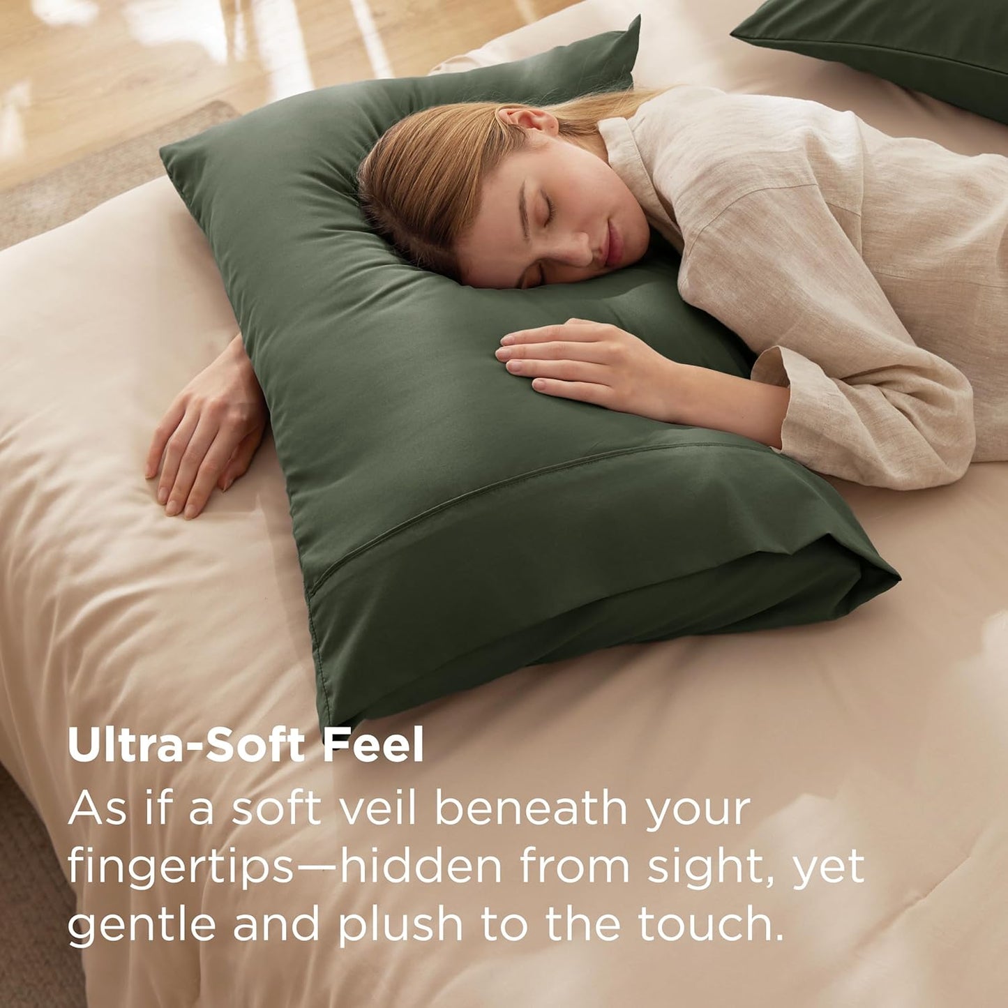 Bedsure King Size Pillow Cases Set of 2 - Olive Green Microfiber Pillowcases 2 Pack, Super Soft Double Brushed Pillow Case Cover with Envelope Closure, Wrinkle, Fade and Stain Resistant, 20x36 Inches