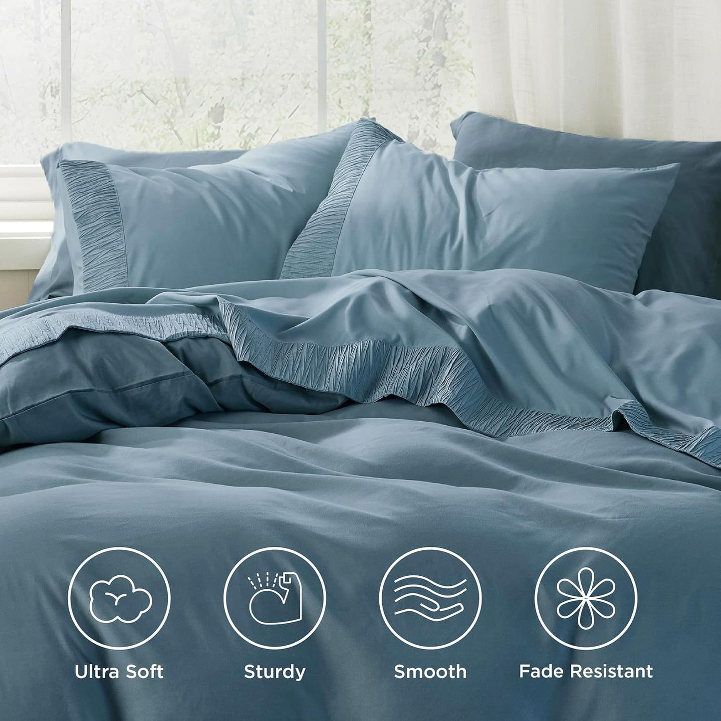 Bedsure Twin XL Sheet Sets Dorm Bedding - 3 Pieces Soft Extra Long Twin Sheets, Hotel Luxury, Easy Care Microfiber for Women, Men, Kids and Teens, Mineral Blue