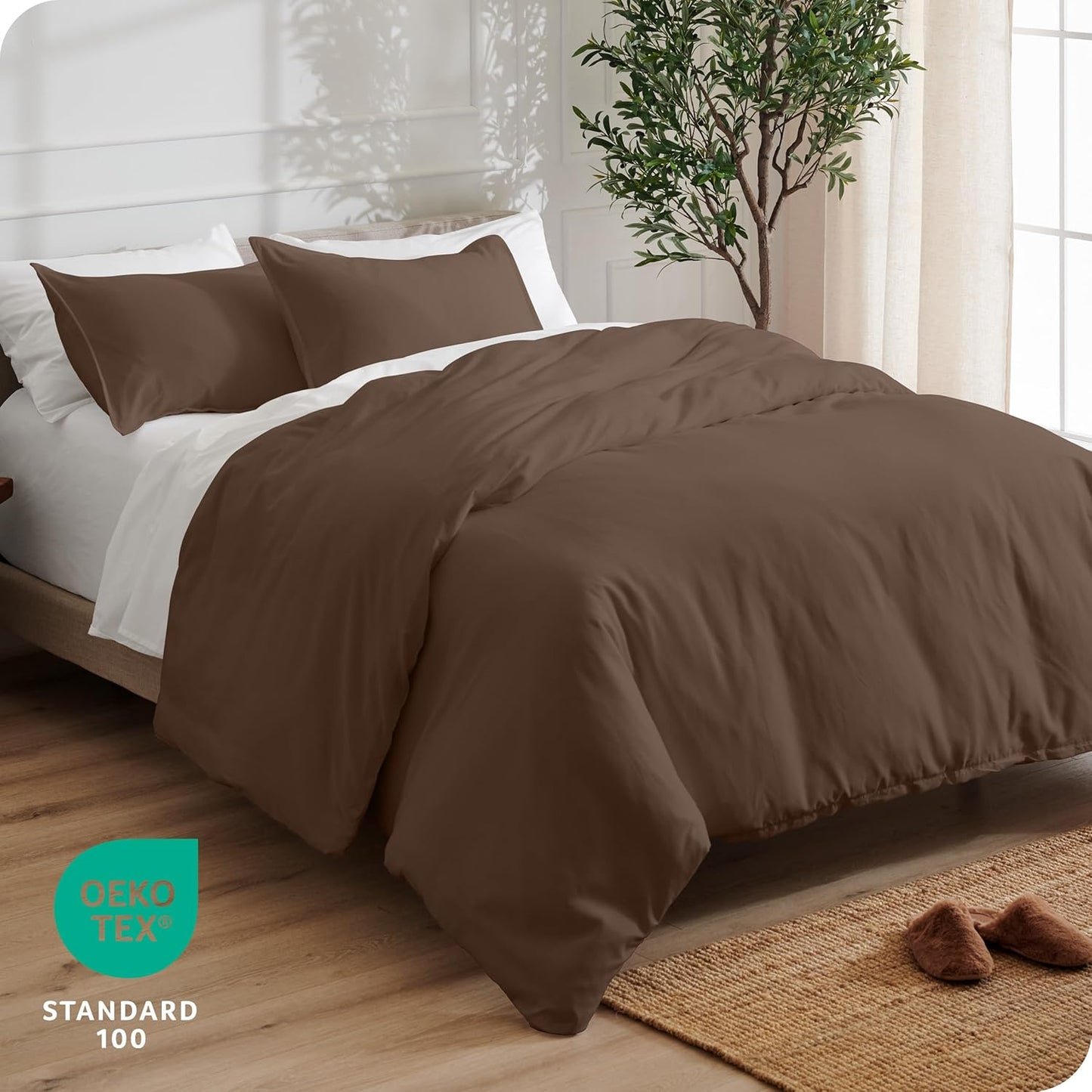 Bare Home Bedding Duvet Cover King Size - Premium 1800 Super Soft Collection - Lightweight, Cooling - Soft Breathable Bedding Duvet Cover (King, Cocoa)