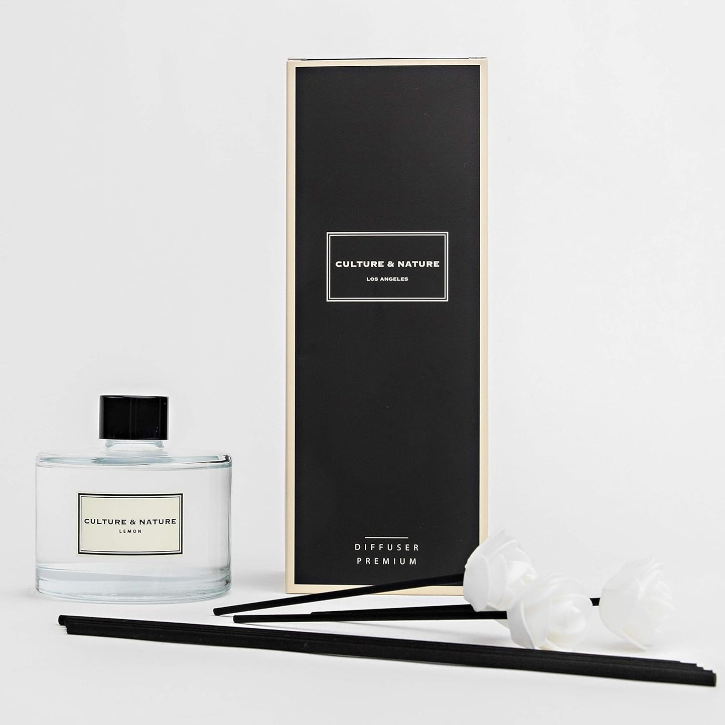 CULTURE & NATURE Reed Diffuser Set 6.7oz (200ml) Lemon Scented Diffuser with Sticks Home Fragrance Reed Diffuser for Bathroom Shelf Decor