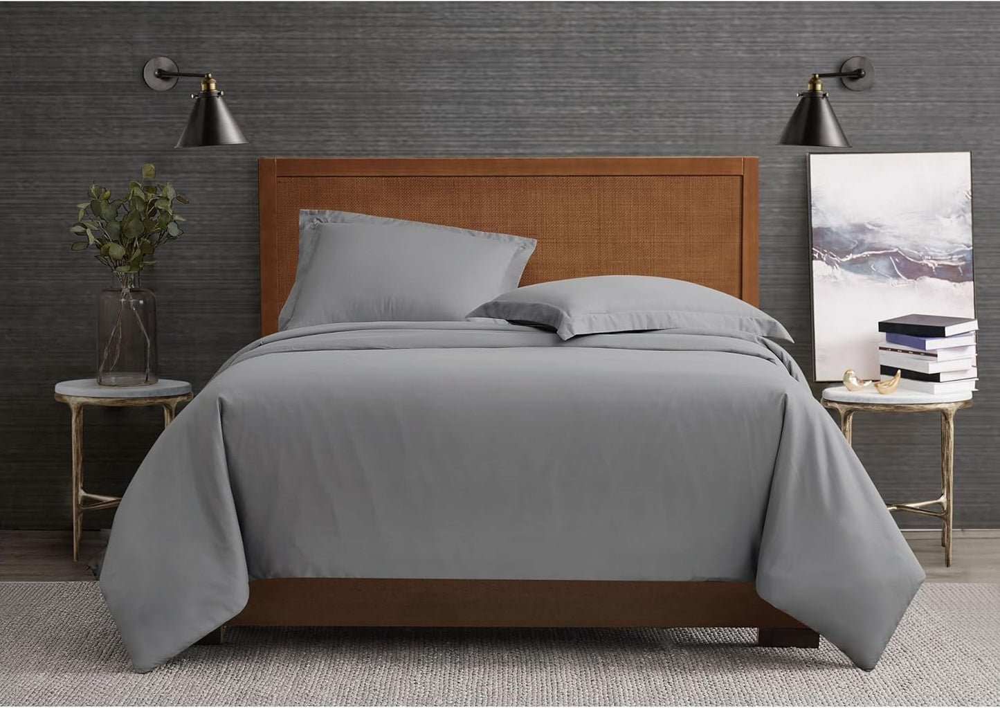 London Fog Garment Washed Solid Duvet Set Grey Microfiber 3-Piece Full/Queen Duvet Set, Solid Themed, Adult and Teen, Oeko-TEX Certified