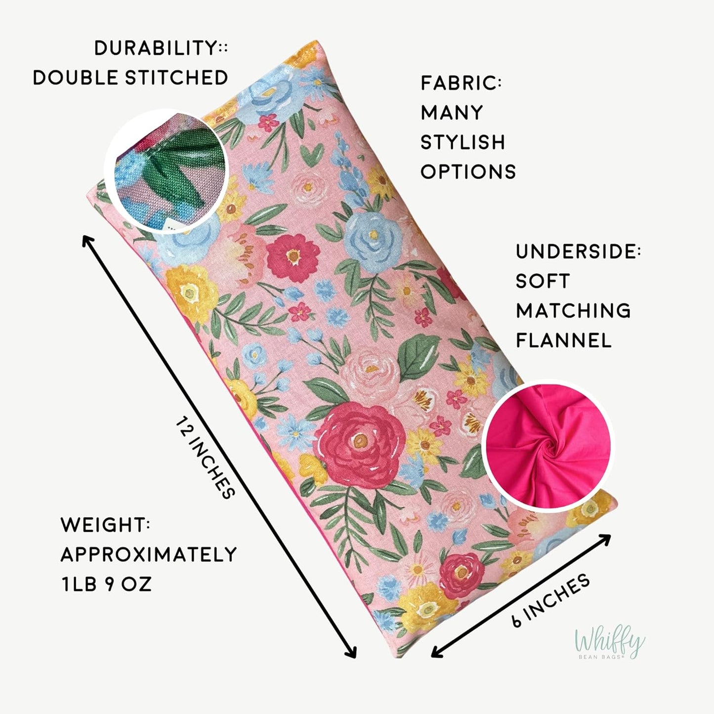 Large Microwave Heating Pad with Flax Seed, Scented or Unscented, Good for Back Pain or Cramps, Moist Heat Therapy or Ice Pack, Microwavable Bean Bag, 6" x 12" (Mustard Floral, Lavender & Peppermint)