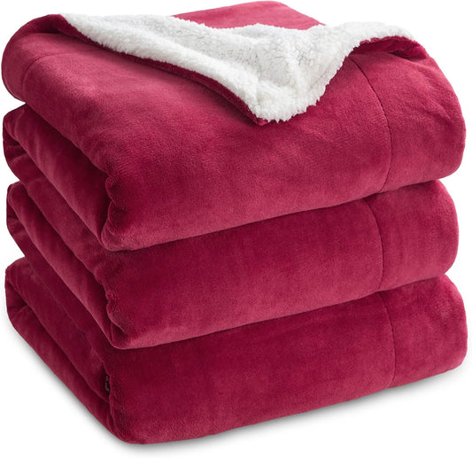 Bedsure GentleSoft Sherpa Fleece Blankets King Size for Bed - Thick and Warm Throw for Girls and Women, Soft Fuzzy Plush King Christmas Blanket for Winter, Red, 108x90 Inches