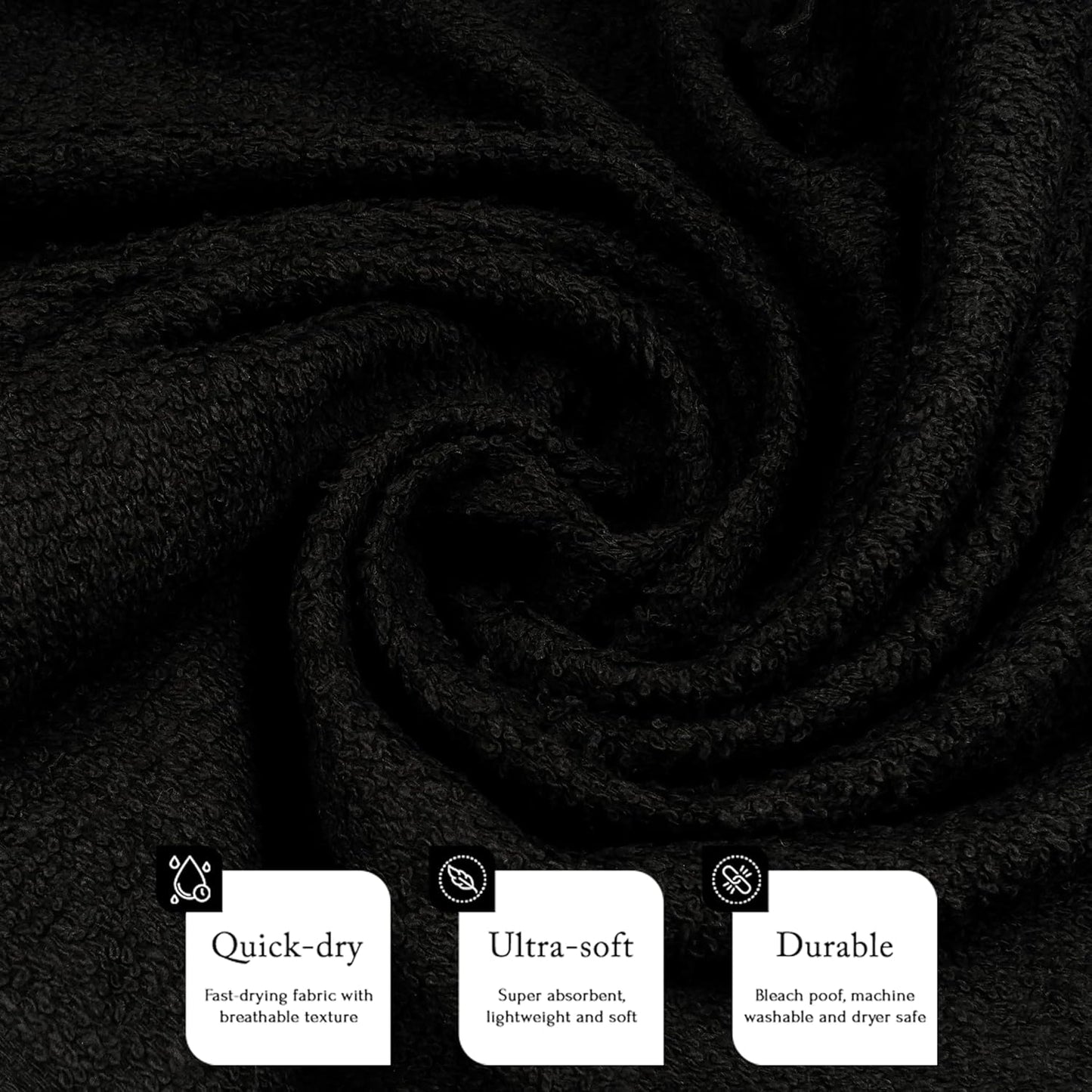 Barber Towels Black Salon Towels For Hair Stylist - Pack of 24, Not Bleach Proof, 16 by 27 Inches, Cosmetology Towel, Absorbent Cotton Hair Towel for Women, Men, Beauty, Spa and Home Hair Care