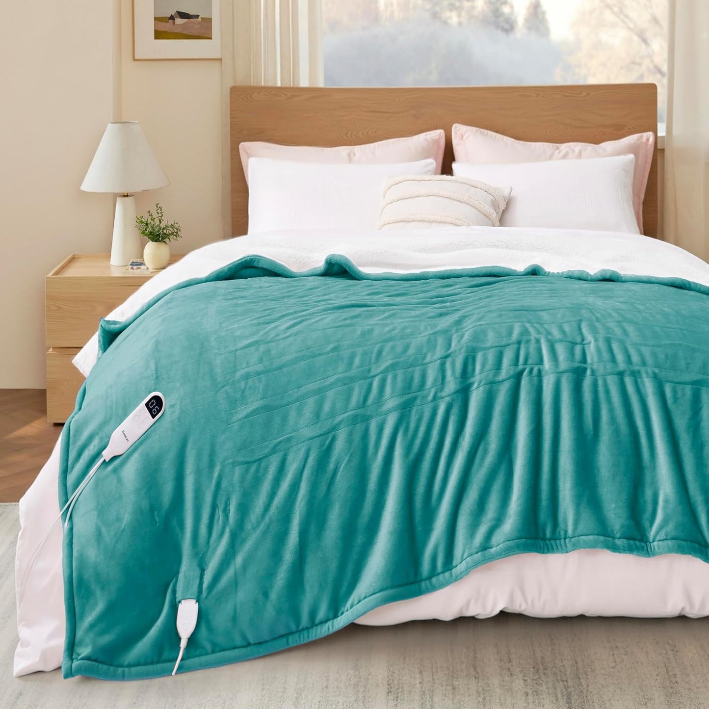 Bedsure Electric Blanket Full Size - Soft Flannel Heated Blanket Full, GentleSoft™ Fast Heating with 10 Time Settings & 6 Heat Settings, Warm Gift for Grandma (72x84 inches, River Blue)