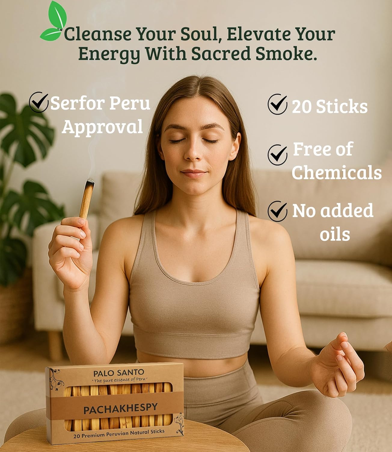 Palo Santo Sticks Authentic Smudging Peru 20 Pack for Energy Cleansing Aromatherapy Meditation 100% Natural Ethically Sourced Sustainable Holy Wood Wild Harvested Premium Palo Santo Incense Quality