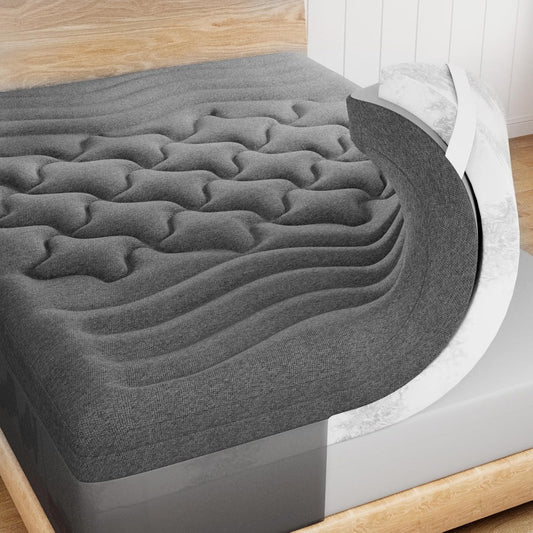 Dual Layer 4 Inch Bamboo Memory Foam Mattress Topper Twin Size, 2 Inch Thick Soft Quilted Pillow Top Cover Plus 2 Inch Charcoal Gel Memory Foam Mattress Pad for Back Pain Relief